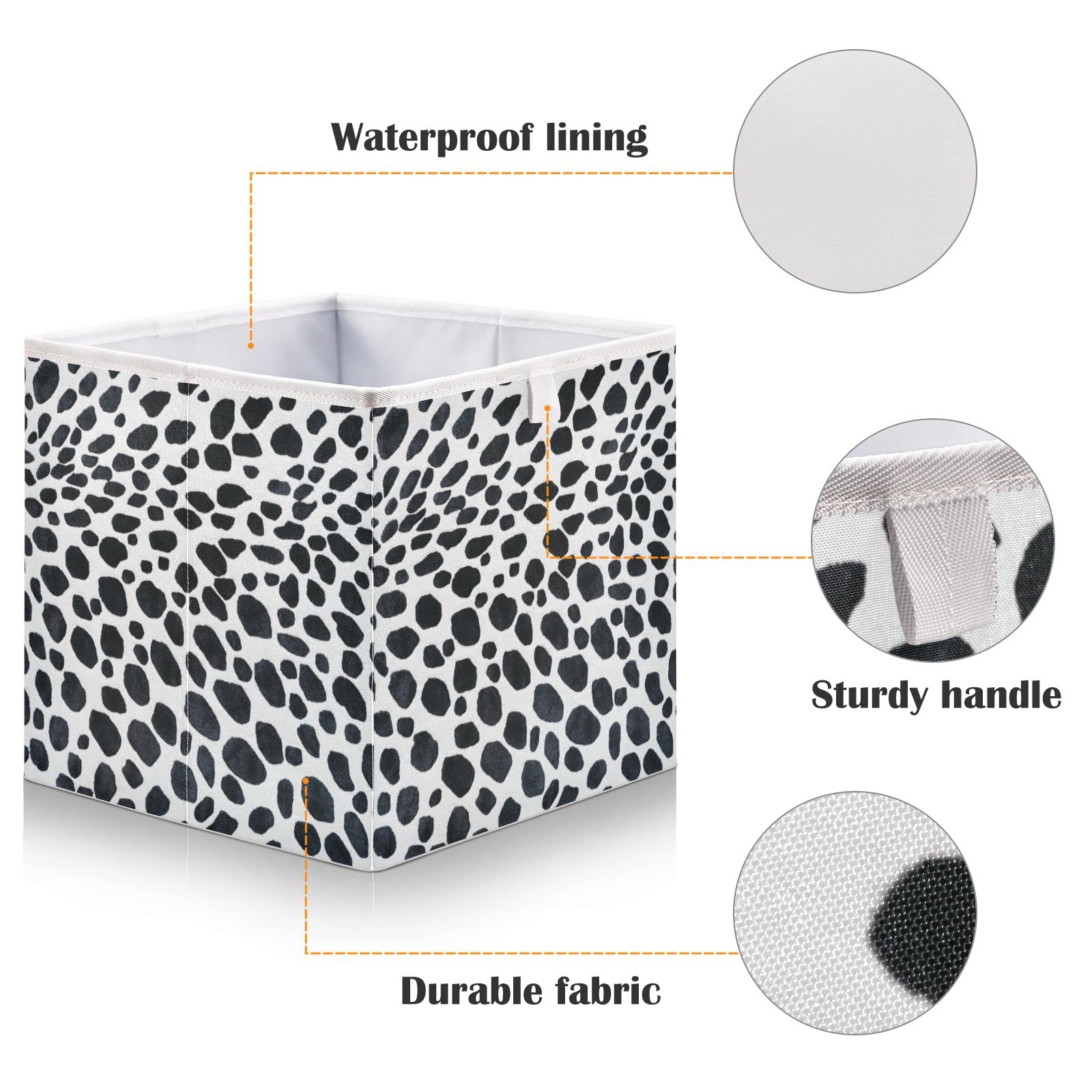 Waterproof Collapsible Fabric Storage Bins with Handles - 11x11x11 Inch Square Closet Organizer Cubes for Nursery, Drawer, Shelves & Cabinet - Perfect for Baby Clothes, Toys & Home Organization
