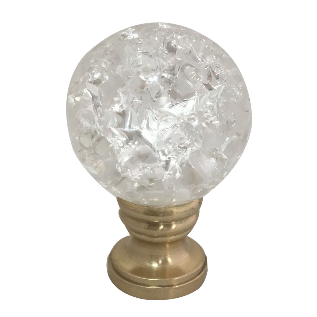 Royal Designs Inc. Small Crackle Texture K9 Crystal Clear Lamp Shade Finial - F-504C-1 in Polished Brass | Elegant Lighting Accent for Home Decor, Bedroom & Living Room Lamps