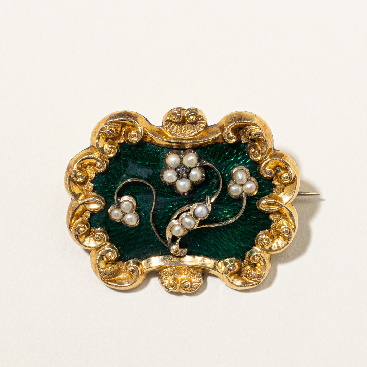 Antique Victorian Mourning Hair Pearl & Diamond Brooch - 0.05ctw Genuine Gemstone Jewelry for Women - Perfect for Vintage Lovers, Historical Reenactments & Elegant Evening Wear