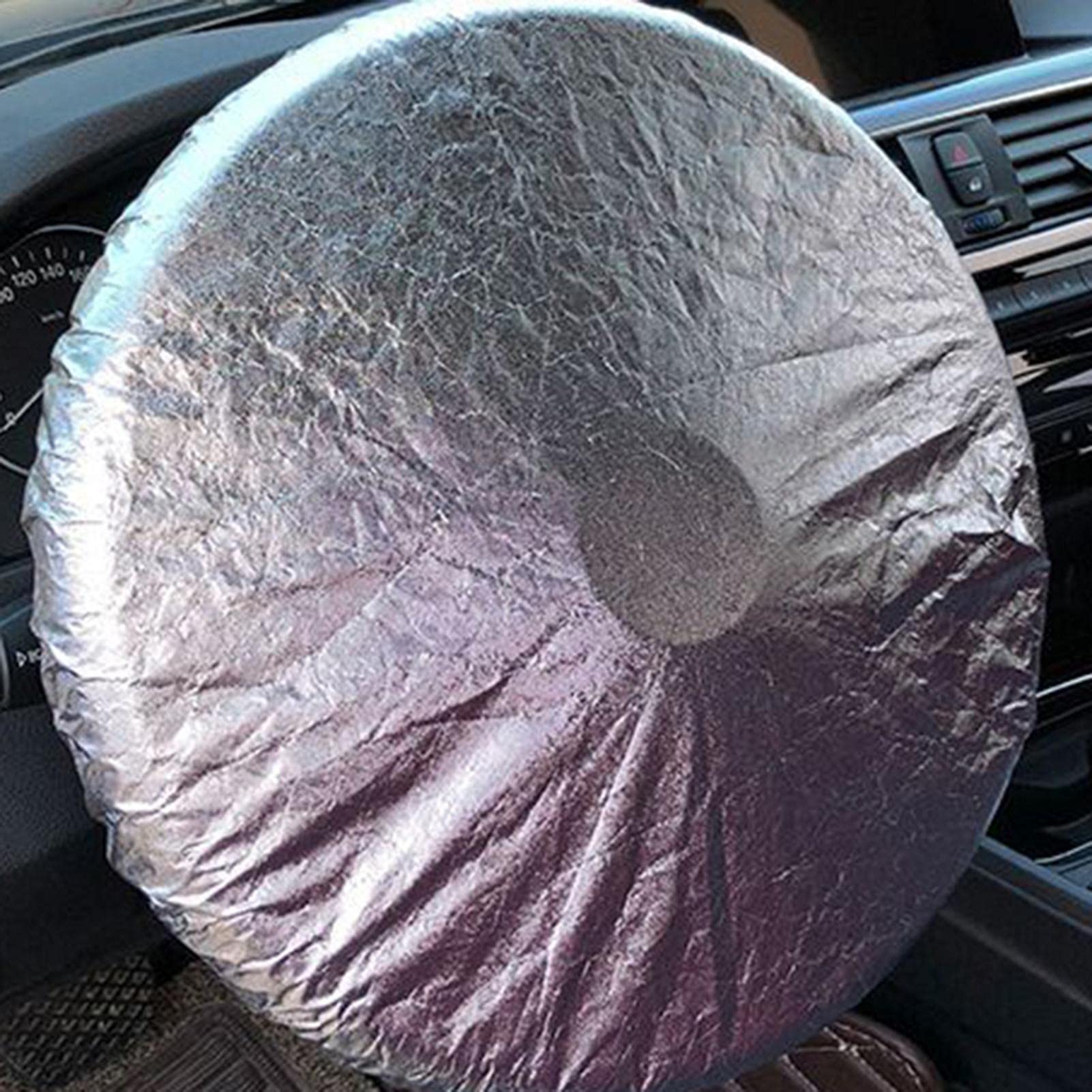 2-Pack Reflective Steering Wheel Sun Shade Covers - Heat Resistant Aluminum Foil UV Protection for GM Vehicles | Car Accessories for Summer & Hot Weather Use