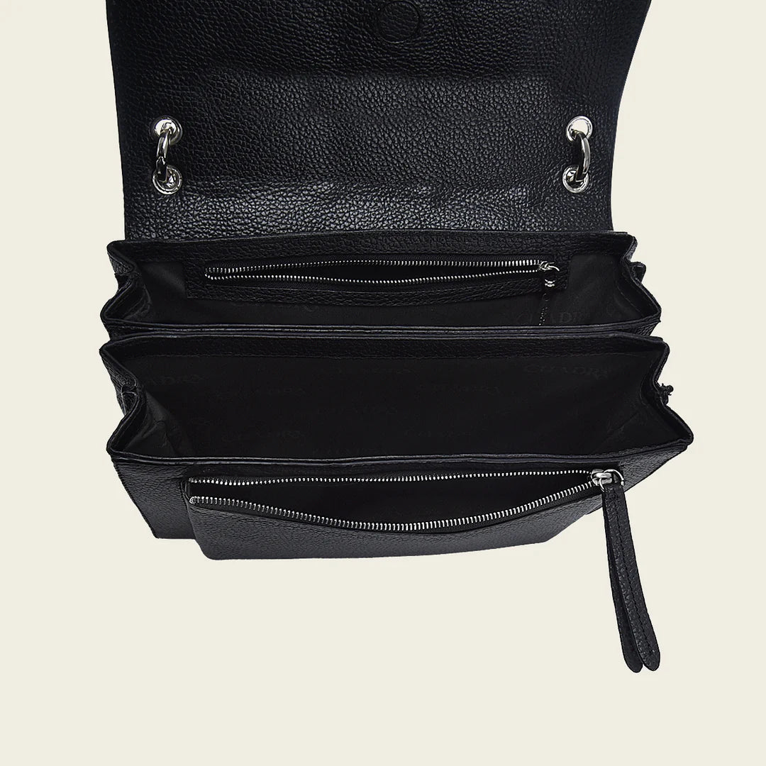 BOD0BMA Stylish Black Stingray Leather Handbag for Women - Perfect for Evening Parties, Date Nights & Special Occasions
