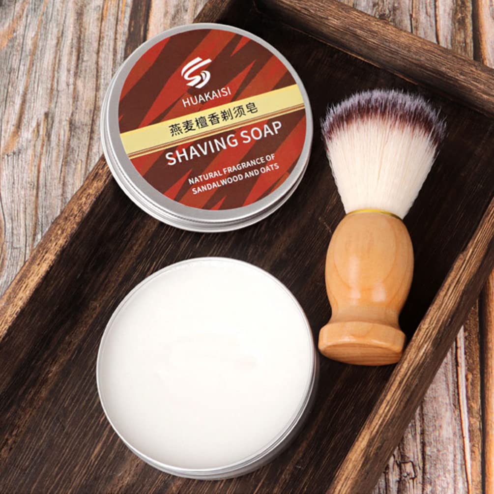 FRCOLOR Natural Shaving Soap Bar for Men - Coconut Oil Beard & Mustache Care Kit with Foaming Facial Butter - Perfect for Daily Grooming, Travel & Gift Sets