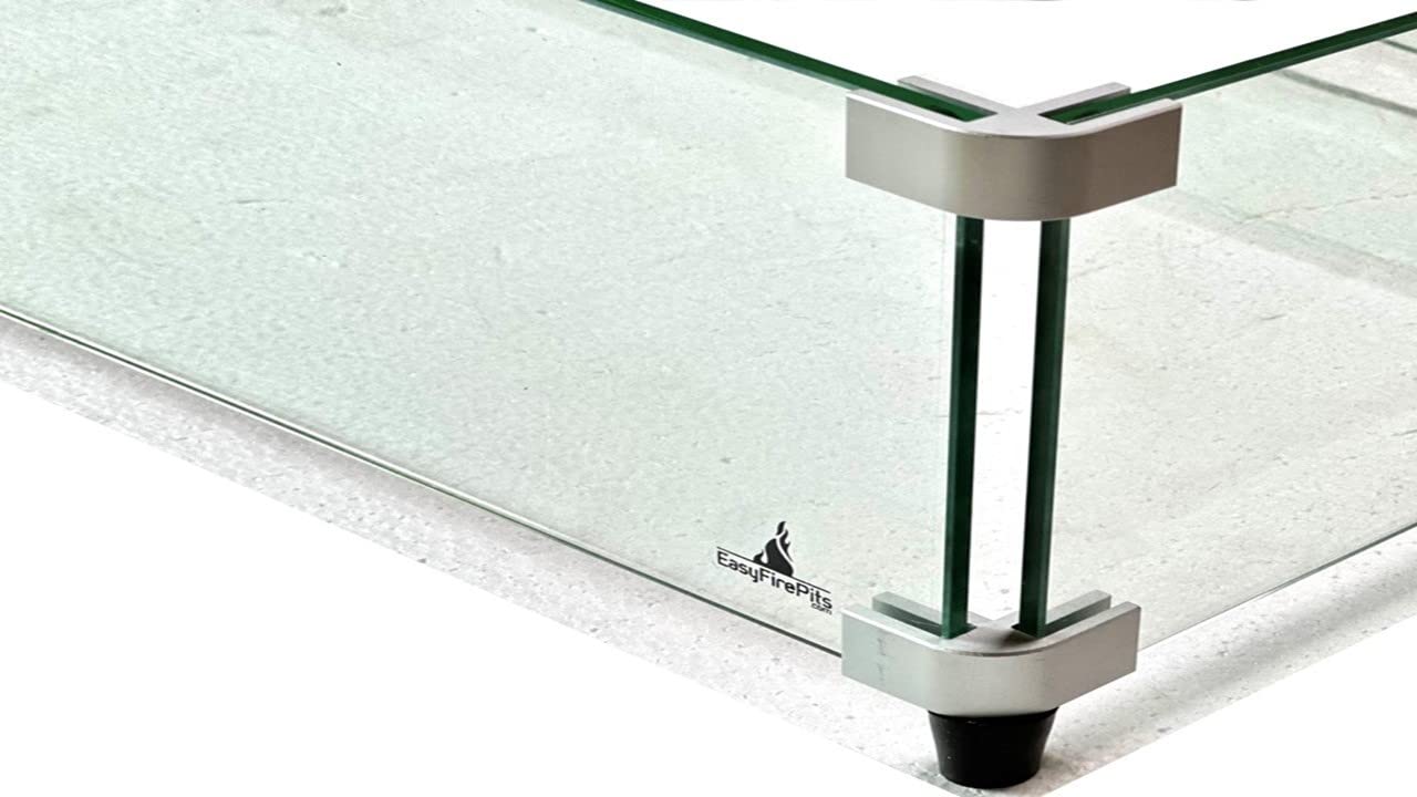 EasyFirePits Table Top Free Standing Glass Wind Screen for Rectangular Fire Pits - 56.5