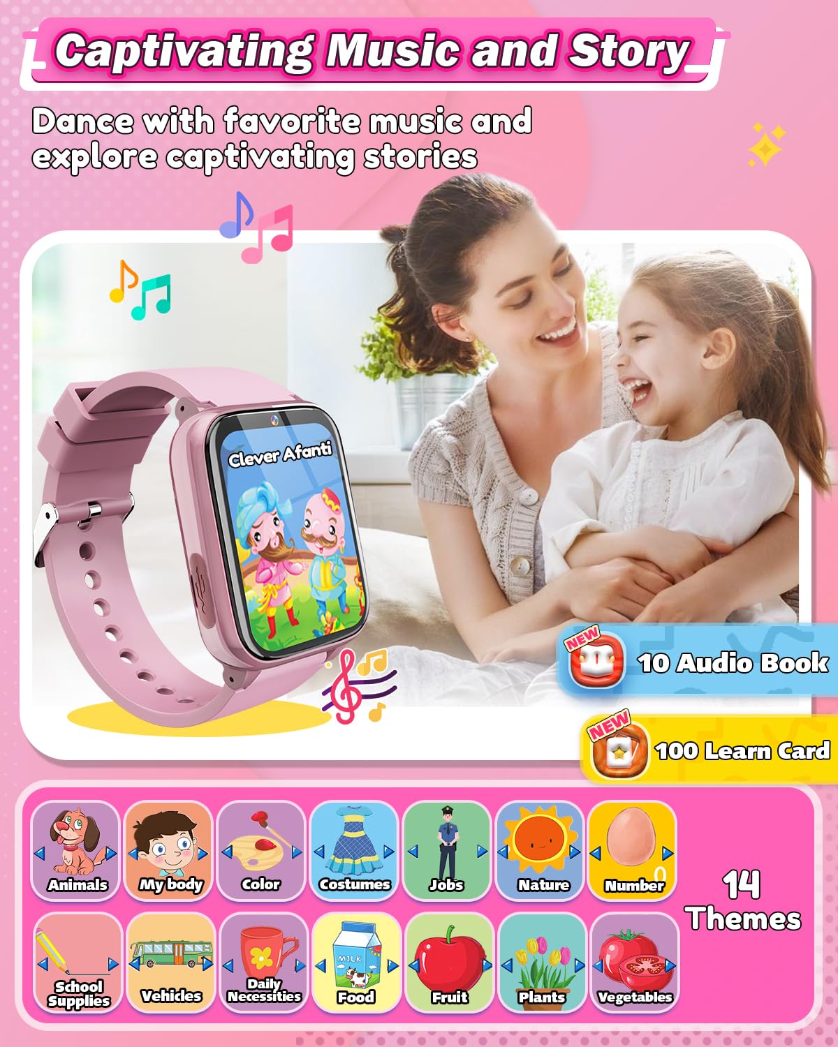 Smart Watch for Girls Age 6-10 - HD Touchscreen Kids Watch with Dual Camera, 35 Games & MP3 Player - Learning Card & Fun Toy for 5-9 Year Old Girls - Perfect Christmas & Birthday Gift for Outdoor Play & School Activities