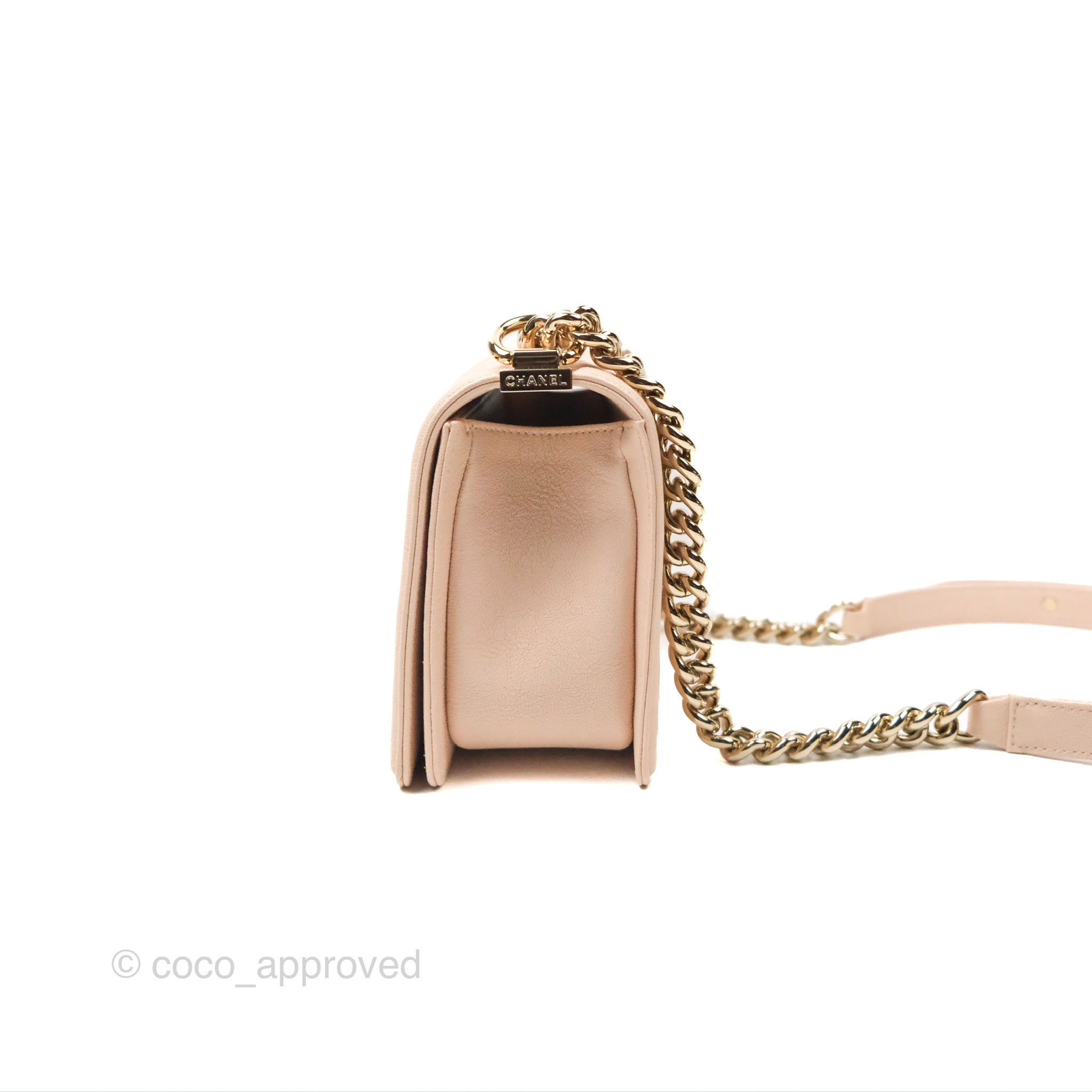 Chanel Chevron Medium Boy Bag in Light Pink Caviar Leather with Gold Hardware - Luxury Crossbody Bag for Women, Perfect for Parties & Evening Events