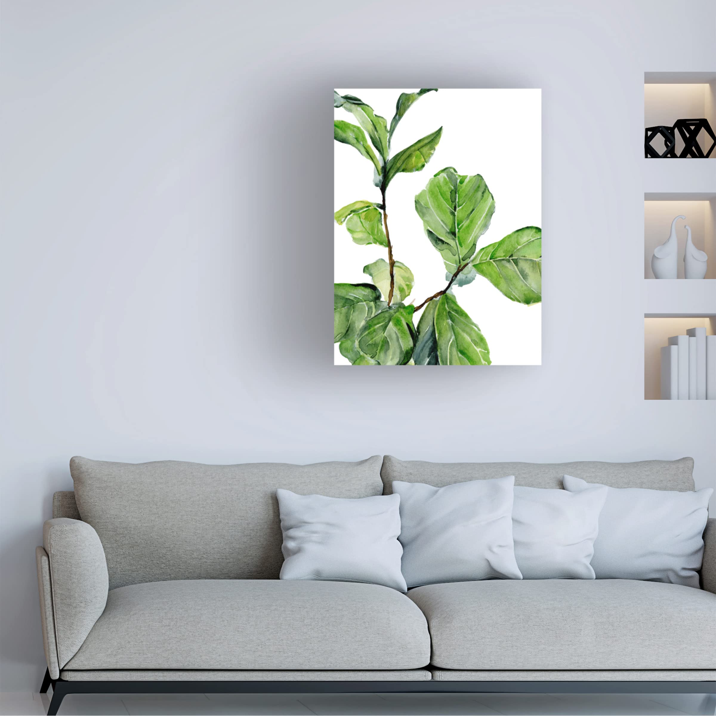 Trademark Fine Art 'Fiddle Fig II' Canvas Wall Art by Jennifer Paxton Parker - Modern Botanical Painting for Living Room, Bedroom & Office Decor