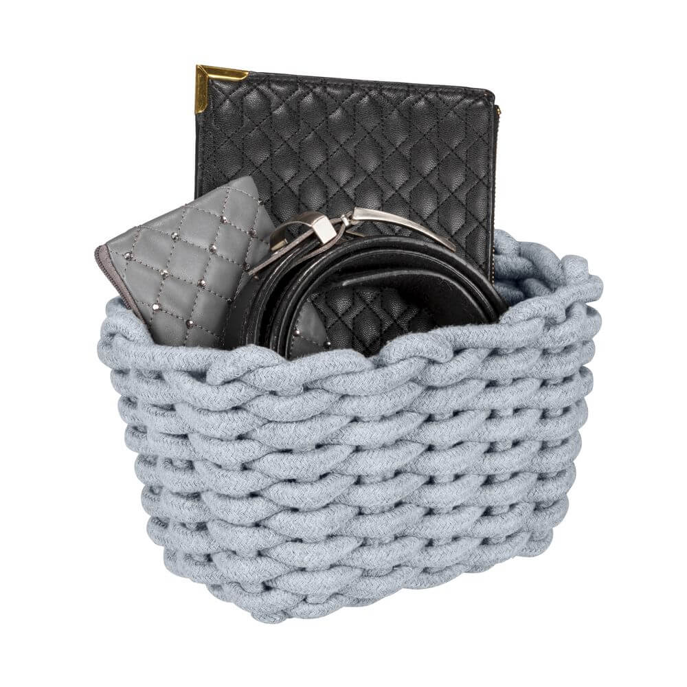 Small Tia Rectangular Woven Storage Basket - Organizer for Bathroom, Nursery, Living Room & Office Decor