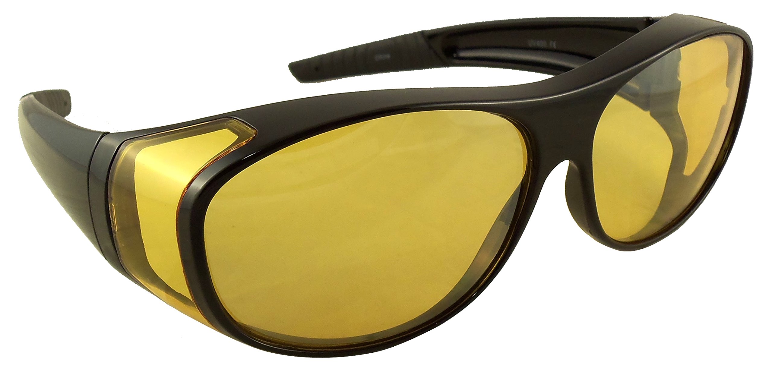 Night Driving Glasses with Yellow Lenses - Anti-Glare Fit Over Prescription Eyewear for Enhanced Visibility & Safety | Perfect for Low Light Conditions, Foggy Weather & Evening Commutes