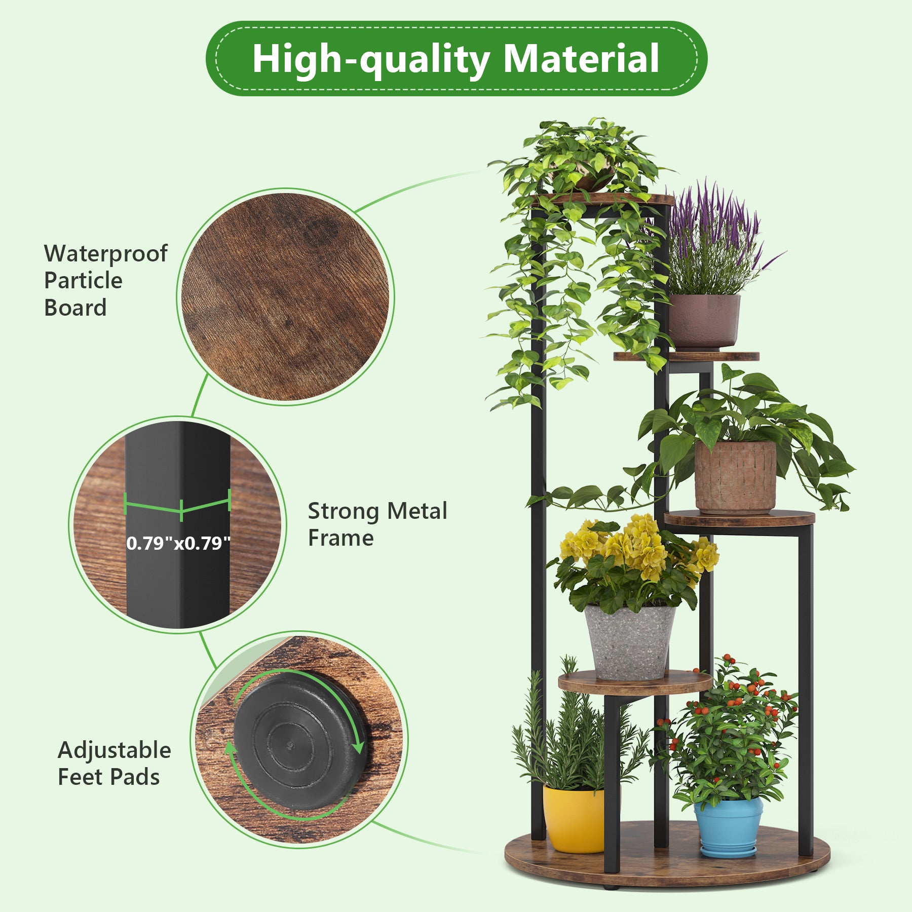 4 Tier Plant Stand for Indoor & Outdoor - Sturdy Multiple Potted Plants Holder Corner Flower Shelf for Living Room, Balcony, Garden Decor