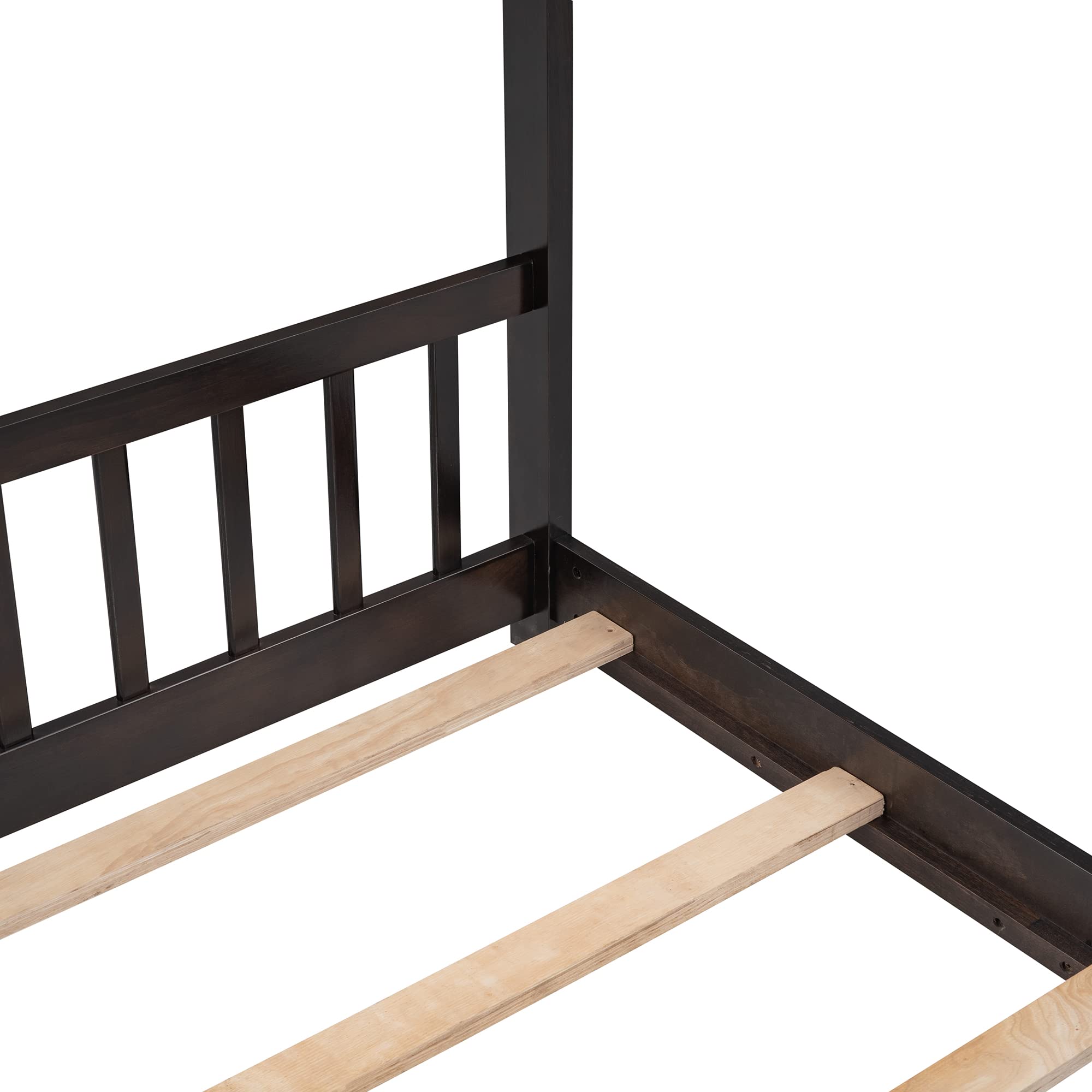 **Harper & Bright Designs Full Size House Bed for Kids - Sturdy Wooden Bed Frame with Headboard & Footboard, No Box Spring Needed - Espresso Finish - Perfect for Boys & Girls Bedroom Decor, Playroom or Sleepover Fun**