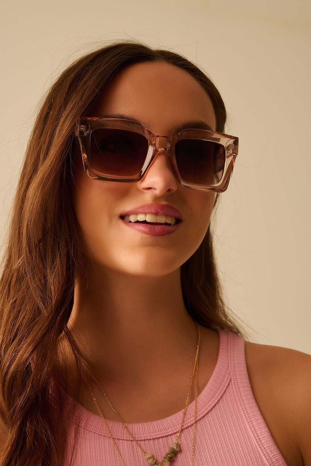 90s Square Sunglasses in Beige - Retro Vintage Fashion for Women & Men - Perfect for Beach, Driving, and Outdoor Activities