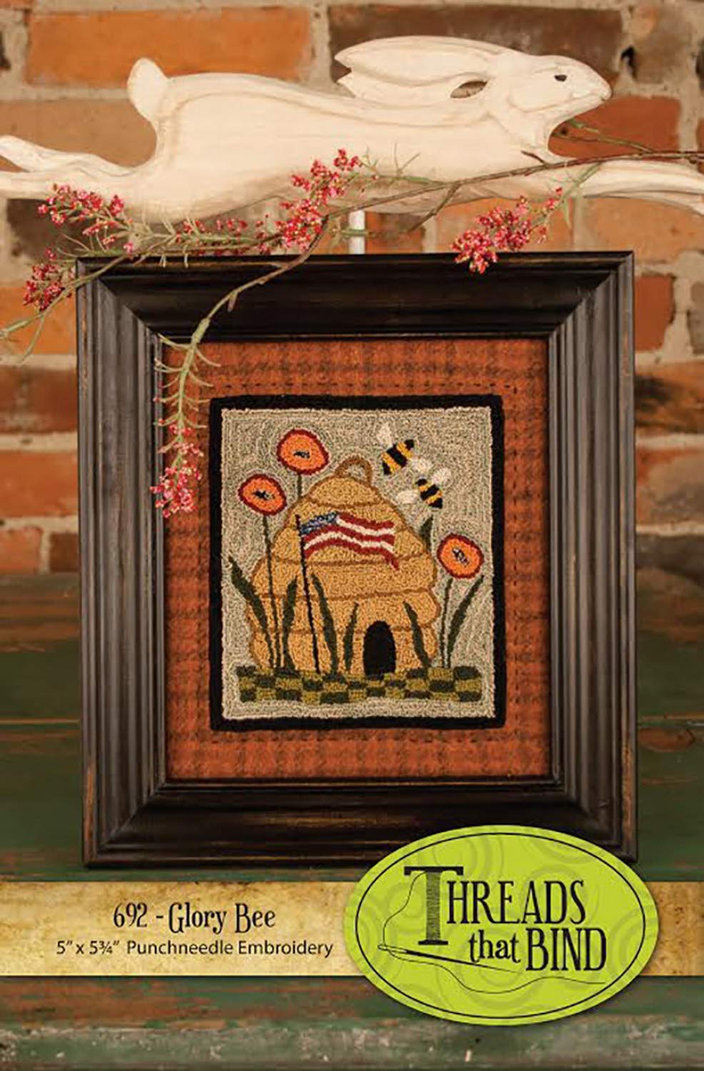 Glory Bee 692 Beehive Patriotic Flag Punch Needle Kit - Premium Threads That Bind Christmas Punchneedle Craft for Home Decor & Gift Making