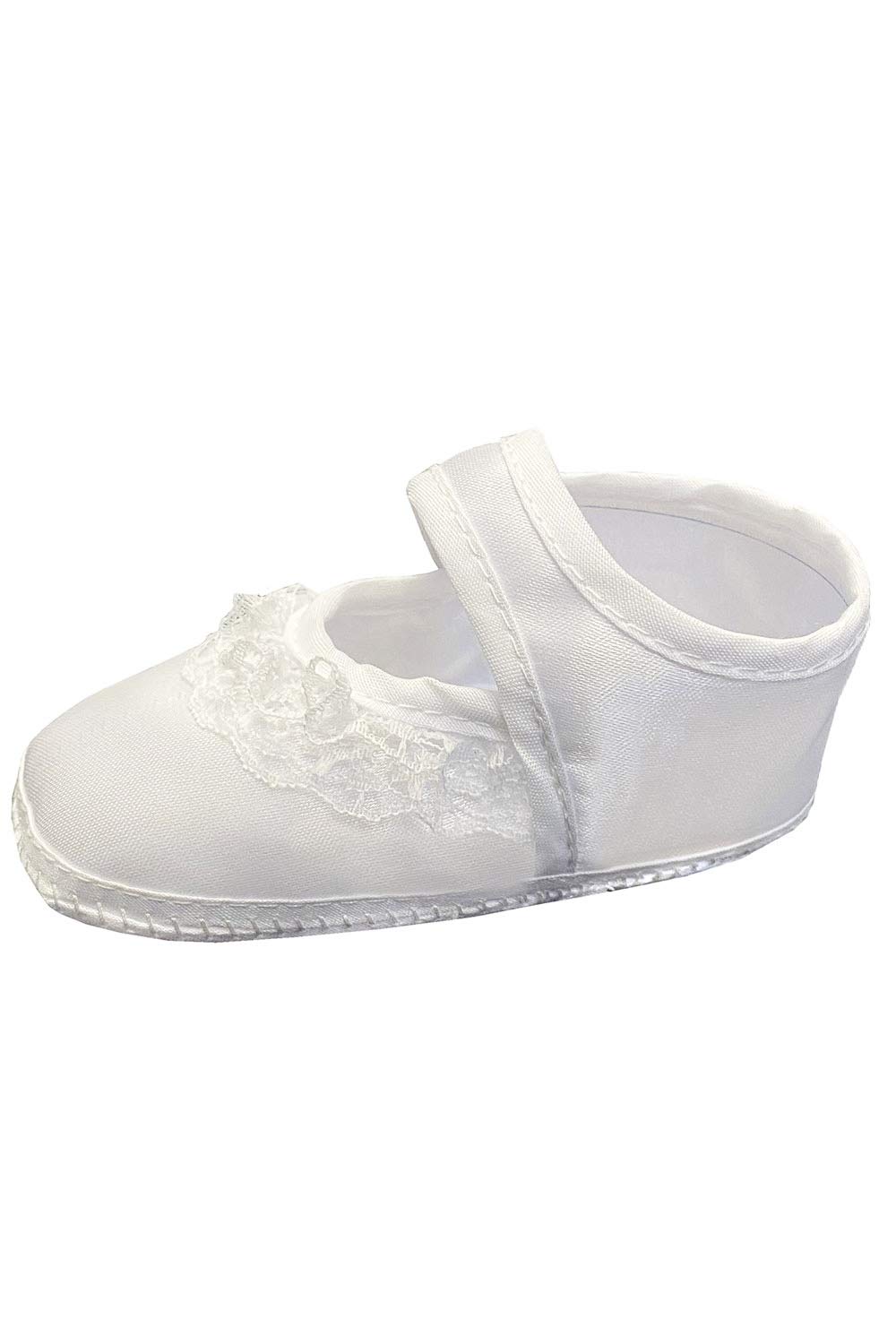 White Baby Christening Shoes for Girls - Soft Baptism Booties for Newborns & Infants | Perfect for Church Ceremonies, Christenings & Special Occasions