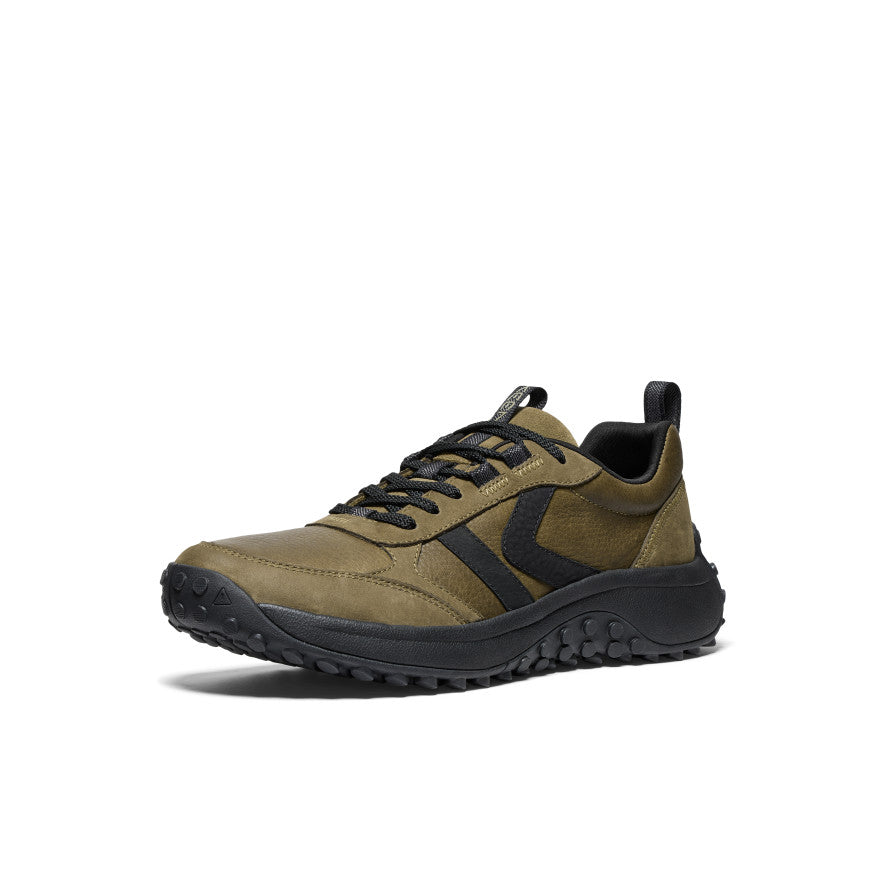 KS86 Men's Leather Sneakers - Dark Olive & Black | Casual Comfort Shoes for Walking, Travel & Everyday Wear