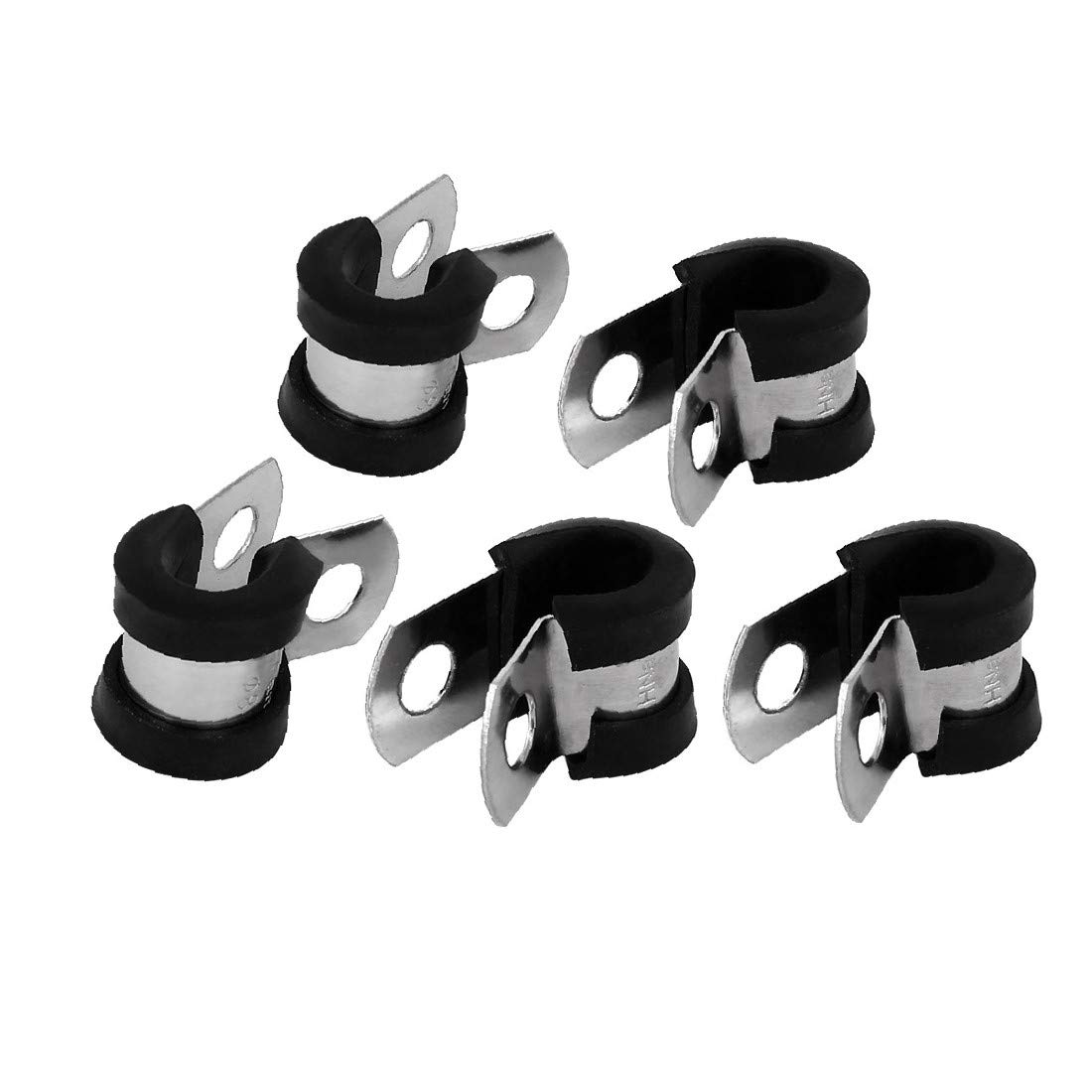 8mm Dia EPDM Rubber Lined P Clips - Heavy Duty Cable Hose Pipe Clamps Holder (5 Pack) - Perfect for Automotive Wiring, Marine Applications & Home Organization