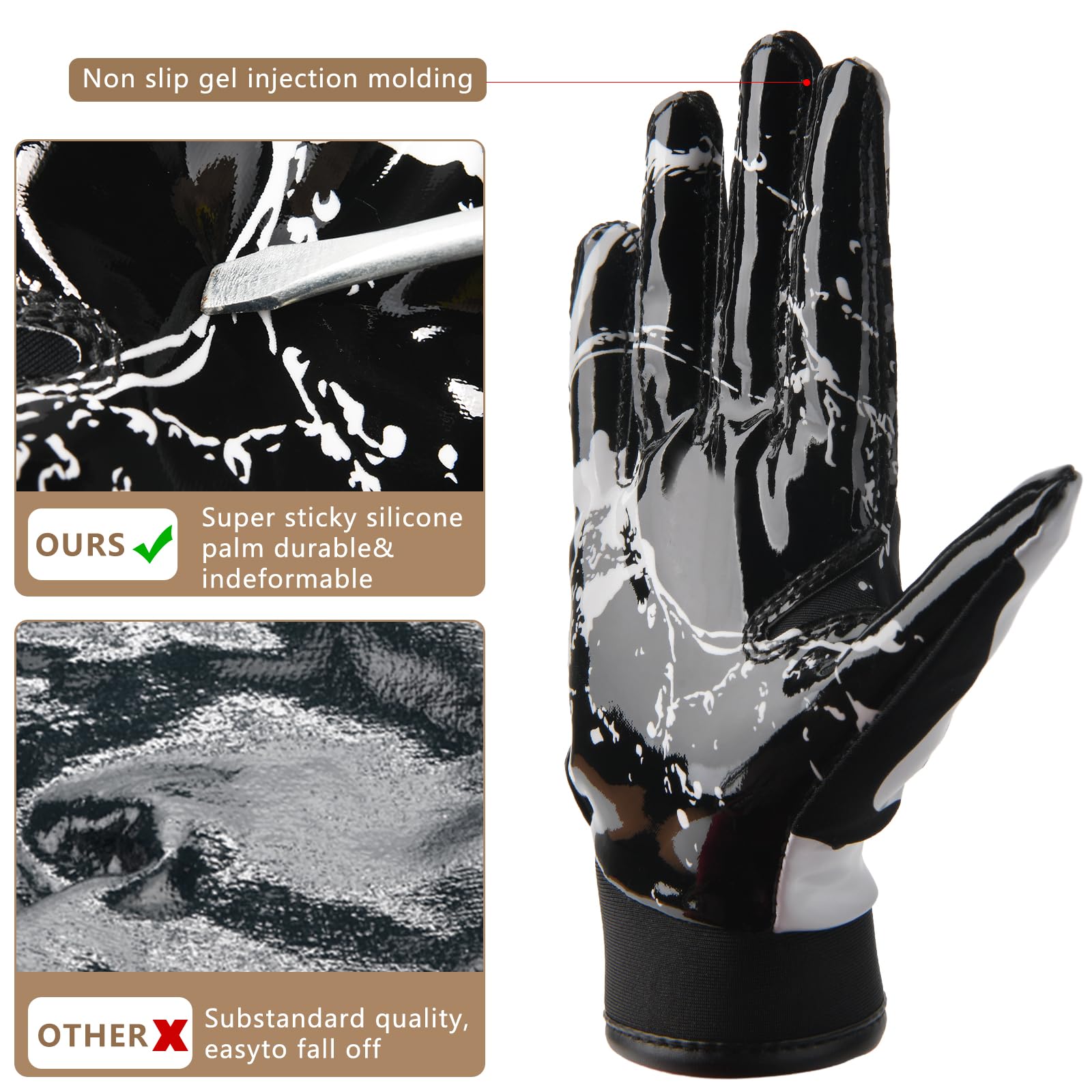 Best Youth Football Gloves for Kids - Superior Grip Receiver Gloves for Training & Games - Perfect for Catch Practice, Touchdowns & Competitive Play