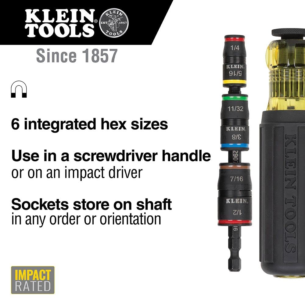 Klein Tools Impact Socket Set (66070) & Impact Driver Kit (80083) with Flip Sockets & Multi-Bit Screwdriver - Professional Auto Repair & DIY Home Improvement Tool Kit
