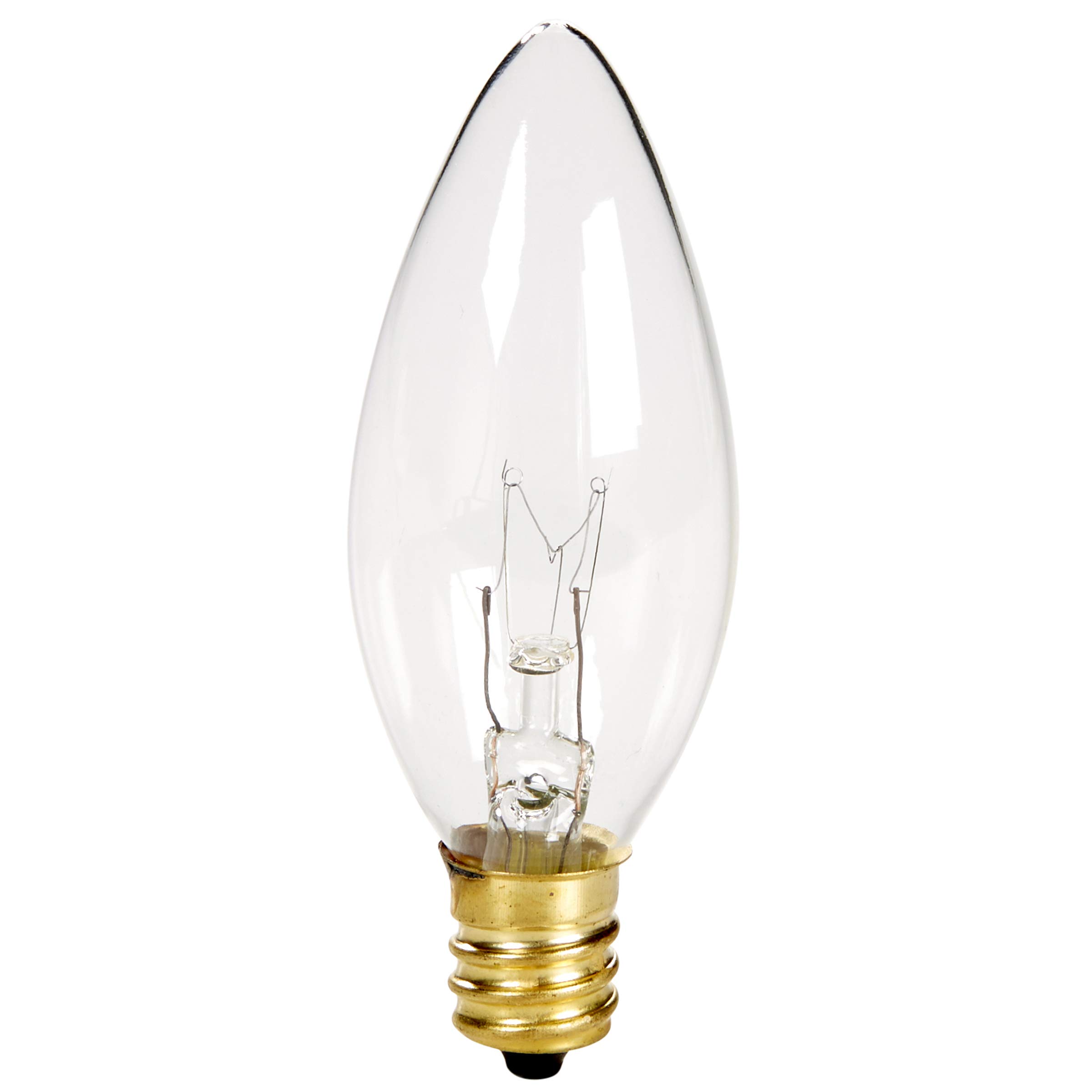 Crystal Clear Torpedo Tip Candelabra Bulbs - 7W E12 Base 120V (12 Pack) - Perfect for Electric Window Candle Lamps, Holiday Decorations & Chandeliers