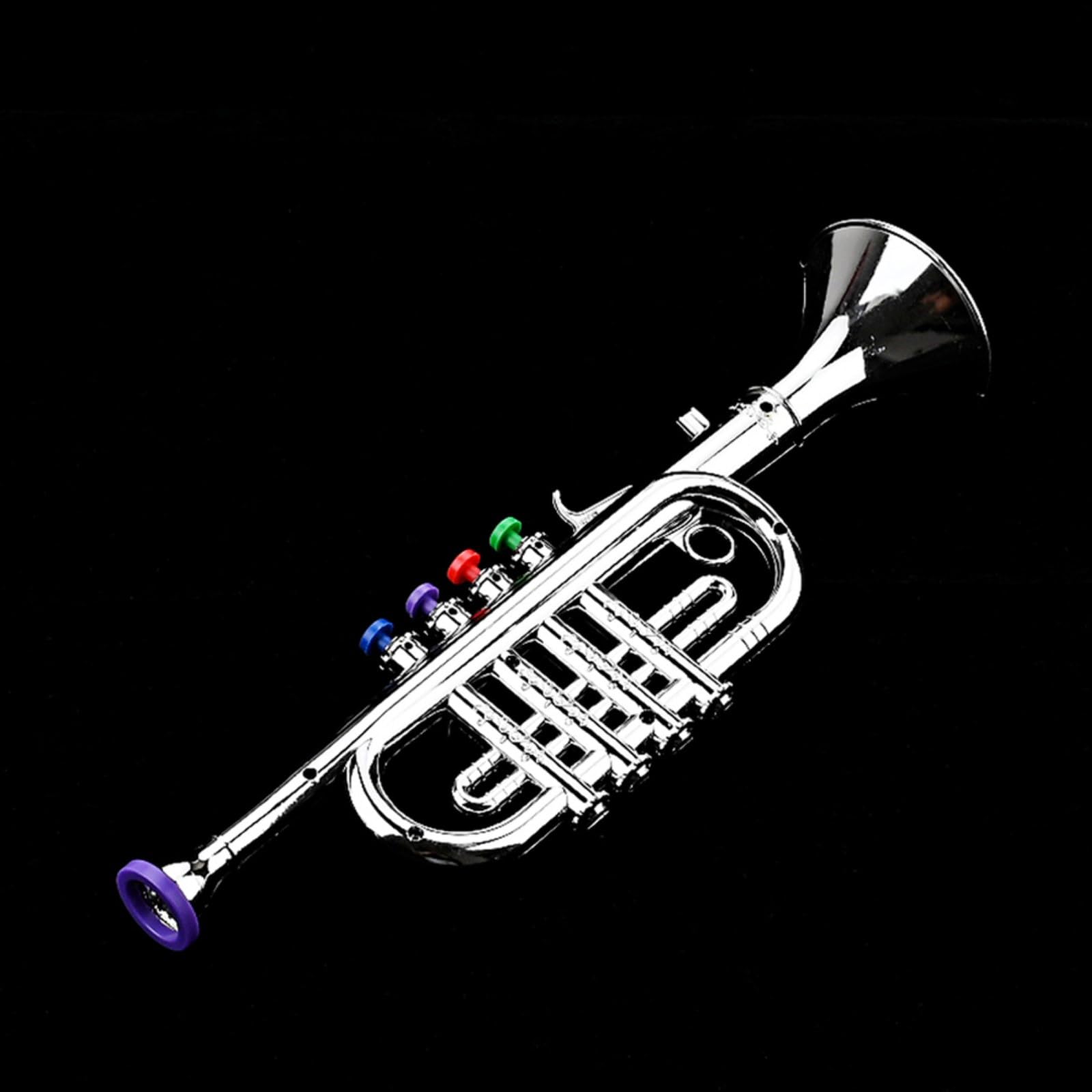 LUOZZY Realistic Silver Plastic Trumpet Toy for Kids - Musical Instrument Playset for Children's Band, Birthday Gifts & Pretend Play