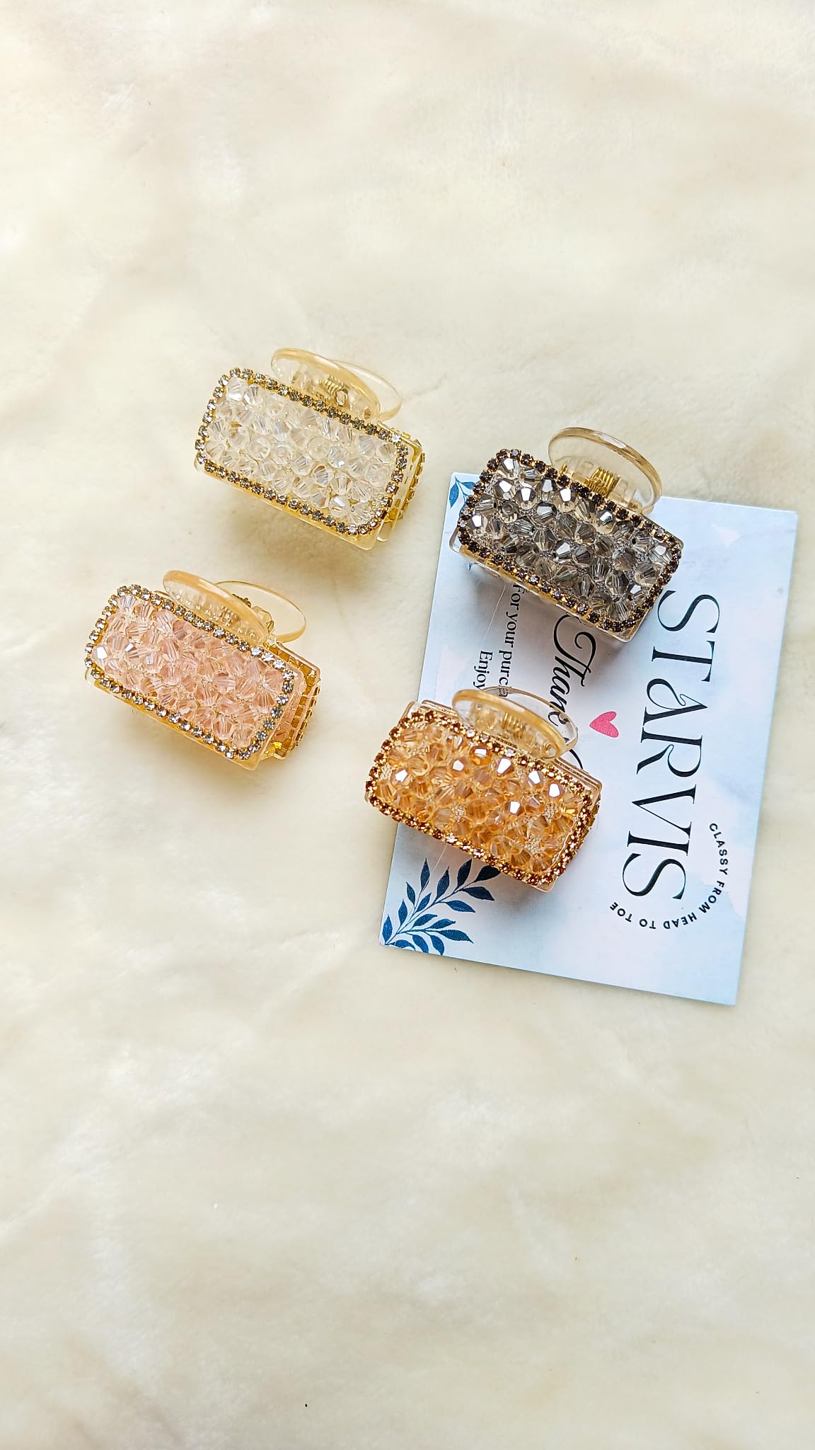 2pcs Women's Faux Pearl Crystal Square Hair Claws - Non-Slip Fashion Hair Clips for Women & Girls | Barrettes Hair Accessories for Parties, Weddings & Daily Use | Perfect Gift for Her