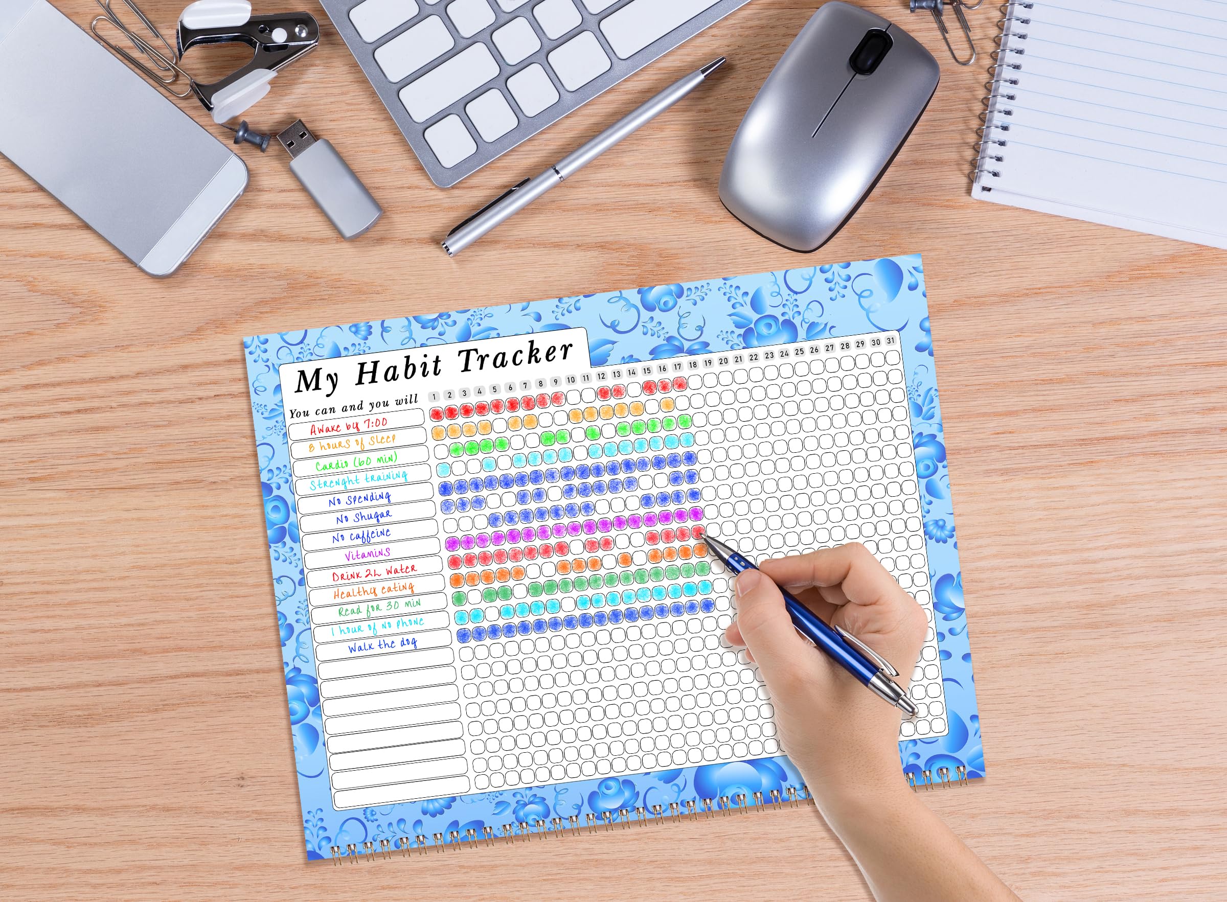 2025 Monthly Desktop & Wall Calendar Planner with Habit Tracker - Daily Weekly Monthly Goal Setting Motivational Journal for Productivity & Success - Perfect for Office, Home, School & Gift Giving (Edition #019)