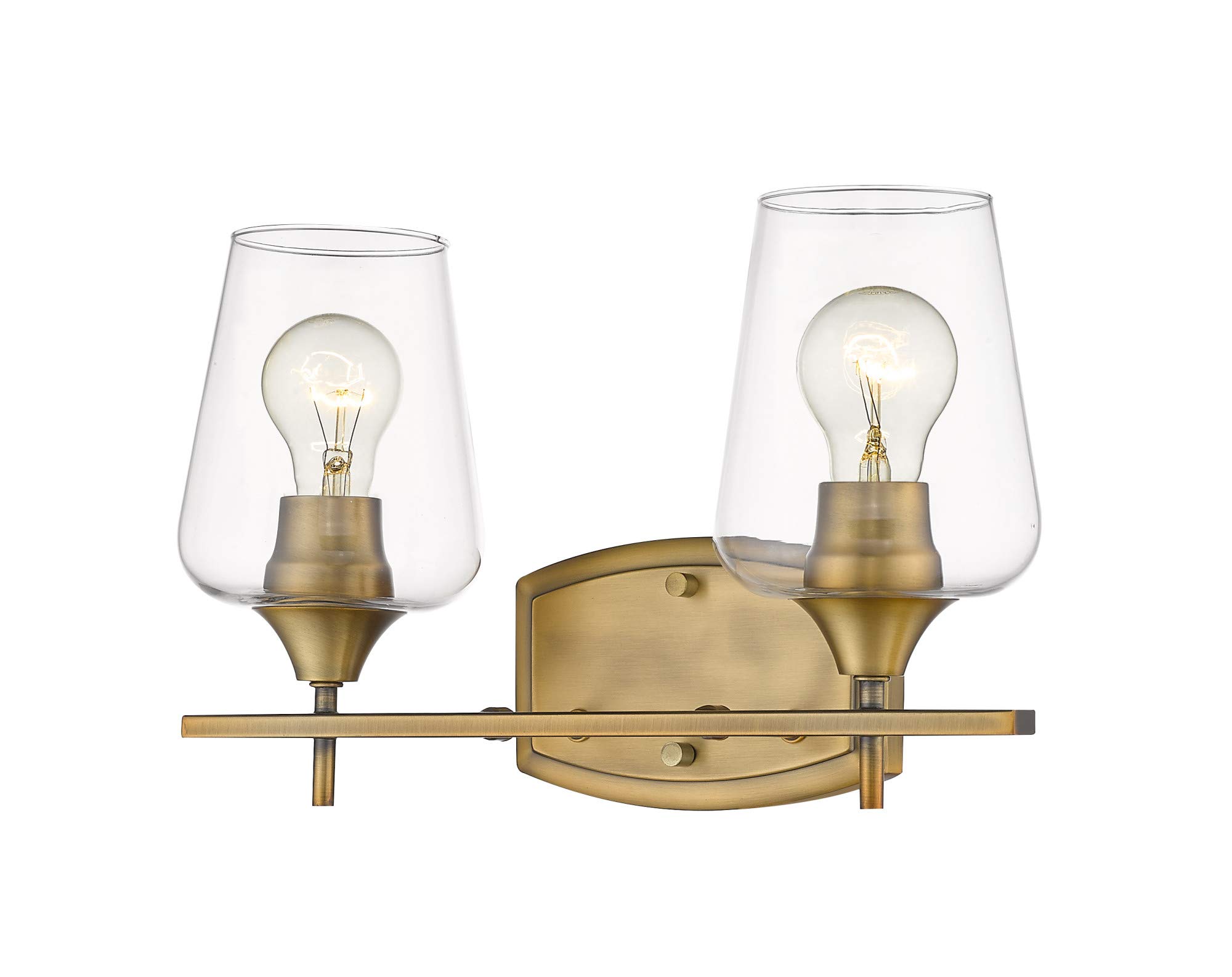 Z-Lite 2-Light Bathroom Vanity Fixture 473-2V-OBR with Clear Glass Shades - Perfect for Modern Bathroom Lighting and Makeup Vanity Areas