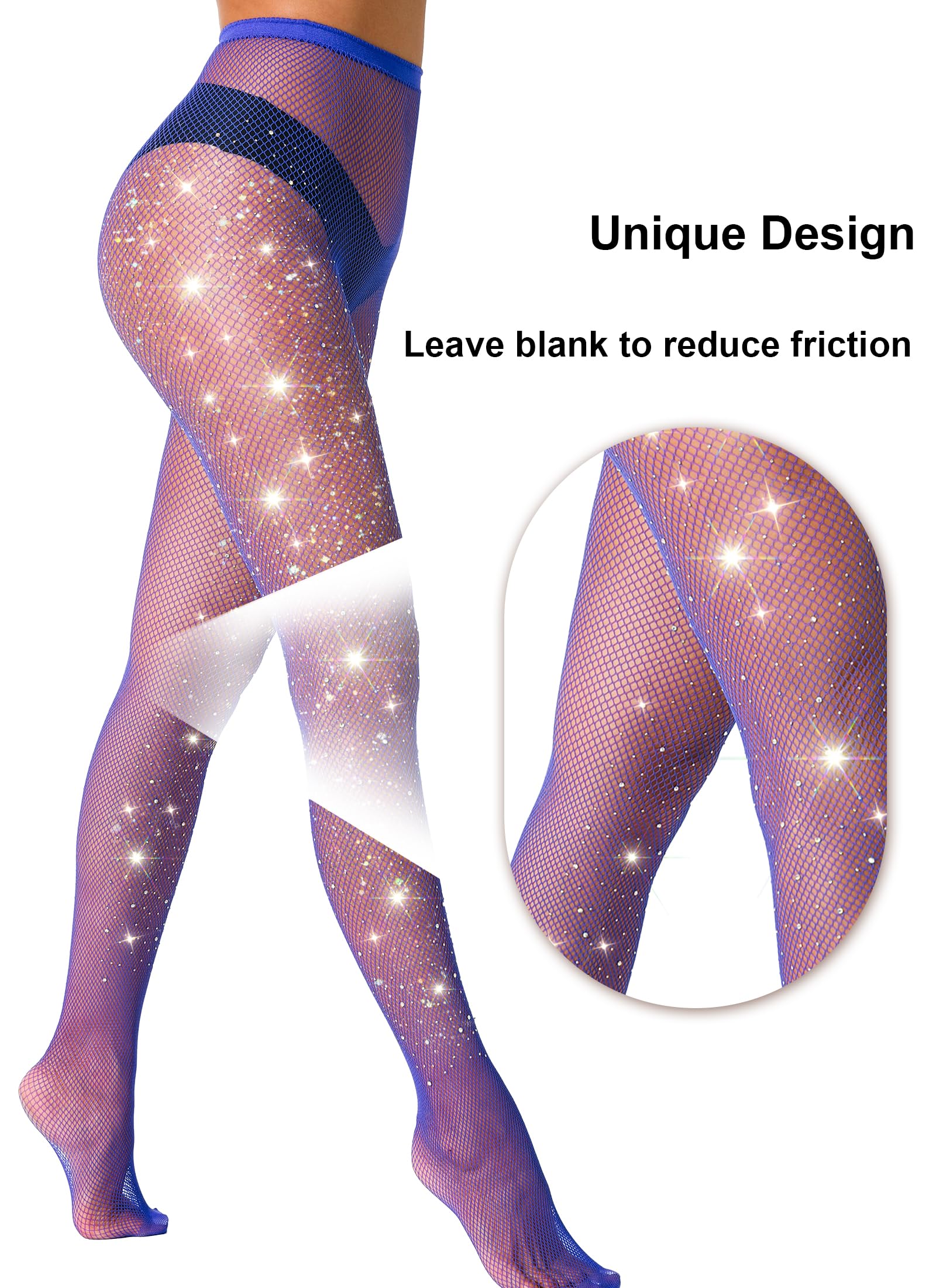 VEBZIN Extra Sparkly Holographic Fishnets Tights - Rhinestone Fishnet Stockings for Women | Shiny Party Legwear for Nightclub, Cosplay & Festivals