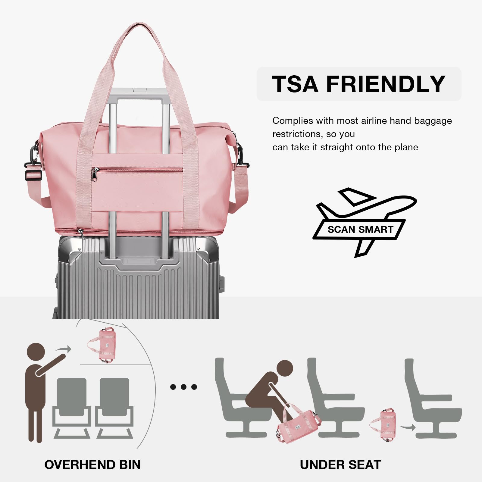 Best Travel Duffel Bag for Women - Waterproof Sports Tote & Gym Bag with Shoulder Strap - Perfect for Weekend Getaways, Overnight Trips & Workout Sessions