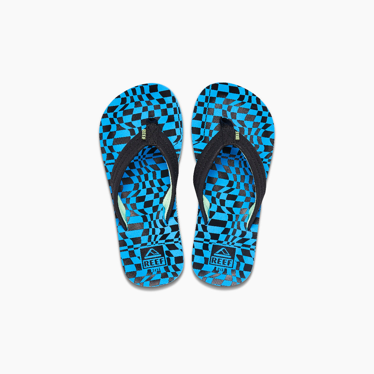 Boys' Reef Youth Ahi Swell Checkers Sandals - Comfortable Beach & Pool Slides for Kids - Perfect for Summer, Vacation, and Outdoor Activities