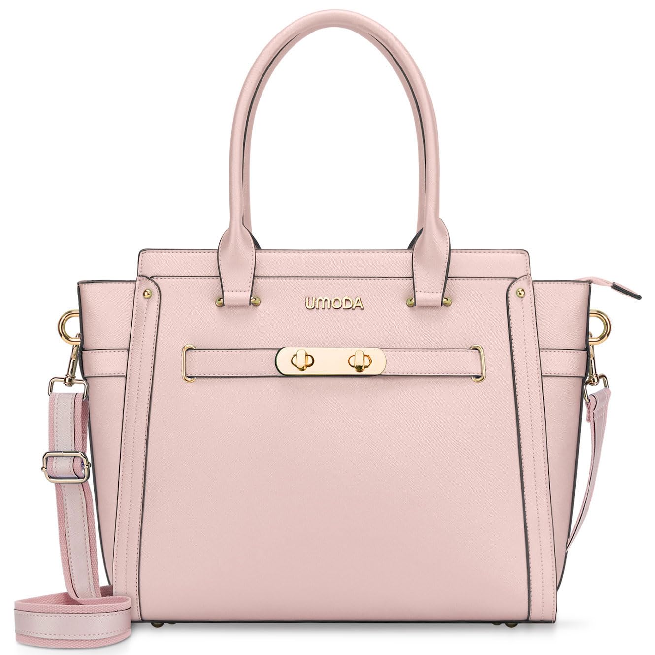 Stylish 15.6 Inch Laptop Tote Bag for Women - Multi-Pocket Padded Computer Bag with Shoulder Strap (Light Pink) - Perfect for Work, School & Travel