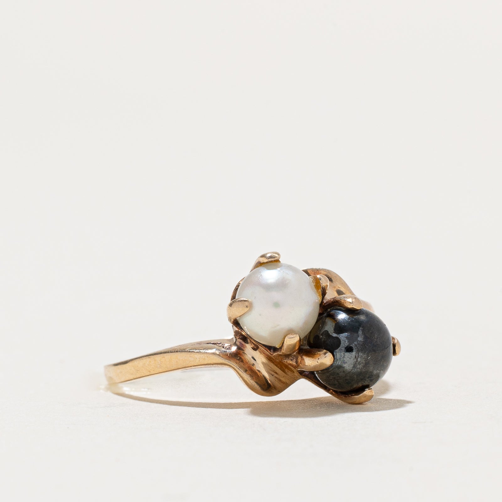 Toi et Moi Pearl Bypass Ring - Size 6 | Elegant Stackable Ring for Women, Perfect for Engagement, Anniversary & Everyday Wear