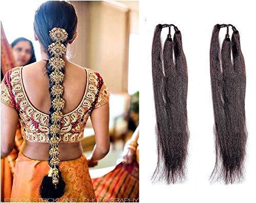 VIEWS Combo of Hair Extensions & Parandi Hair Choti - Dark Brown Hair Accessories (Pack of 1) for Weddings, Parties & Festive Styling