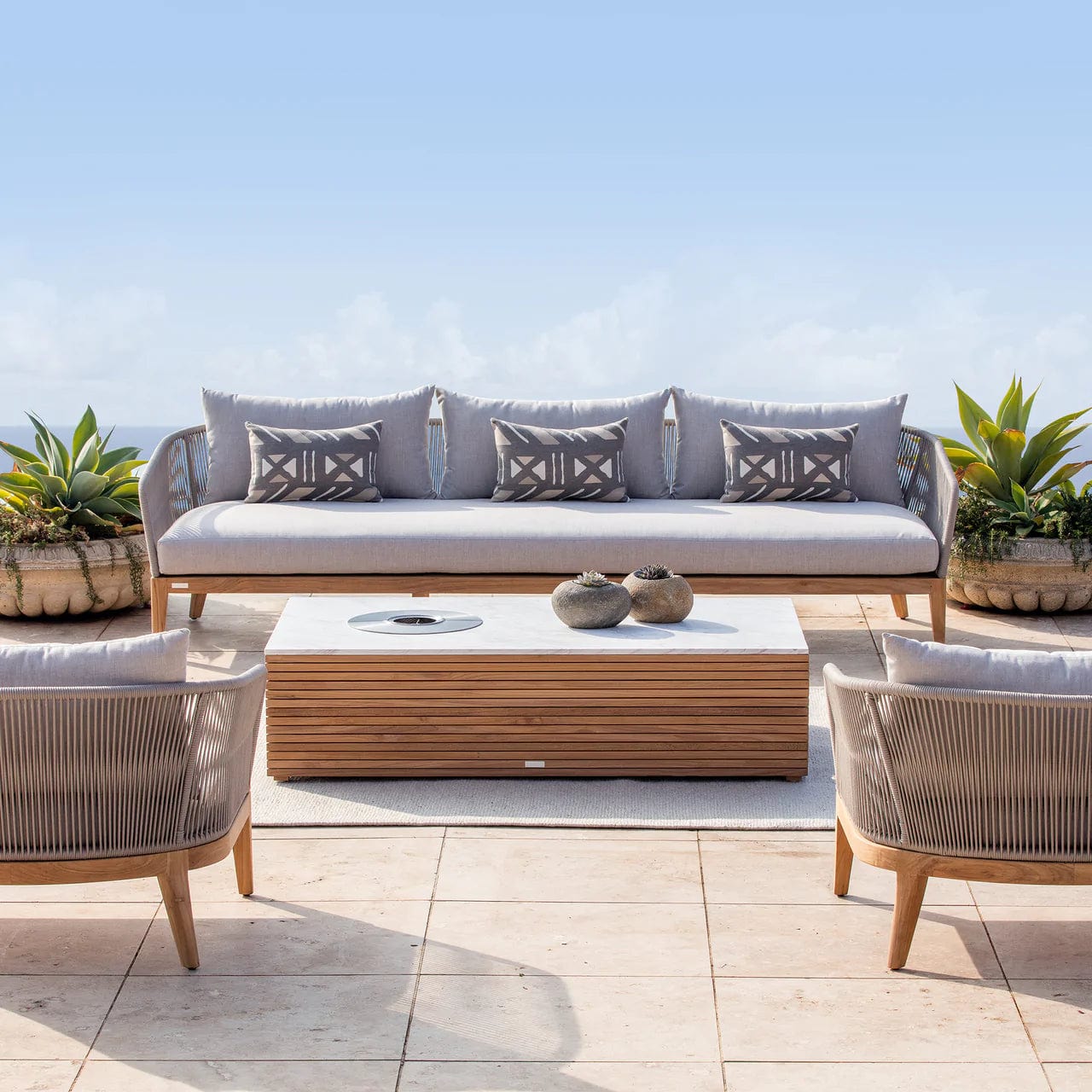 Avalon Outdoor 3-Seat Patio Sofa Set - Waterproof Wicker Furniture for Garden, Poolside, Deck & Backyard Relaxation