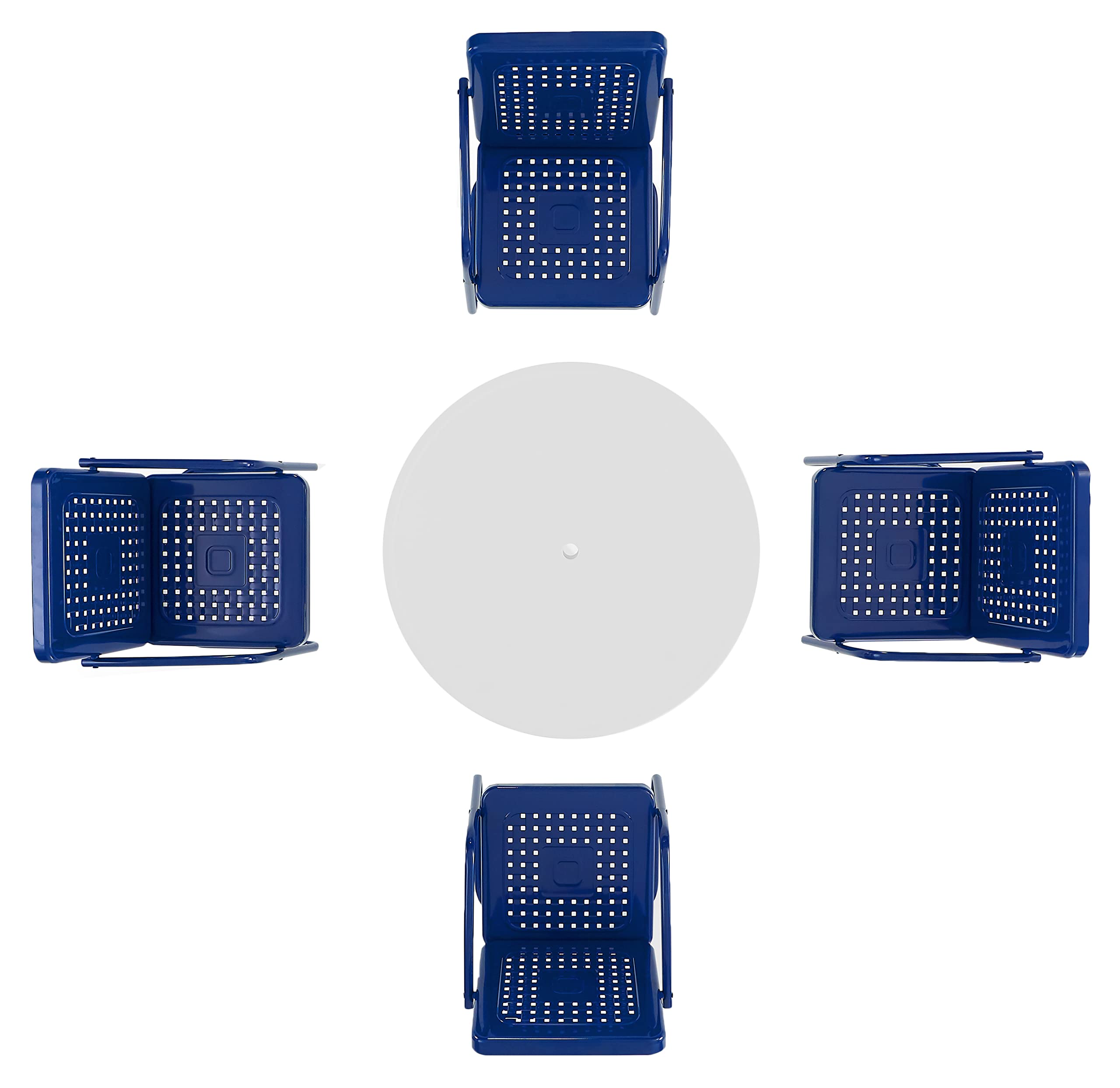 Crosley Bates 5-Piece Outdoor Dining Set - Retro Round Metal Patio Table with 4 Chairs, Navy Gloss Finish - Perfect for Backyard, Deck, Garden & Poolside Dining