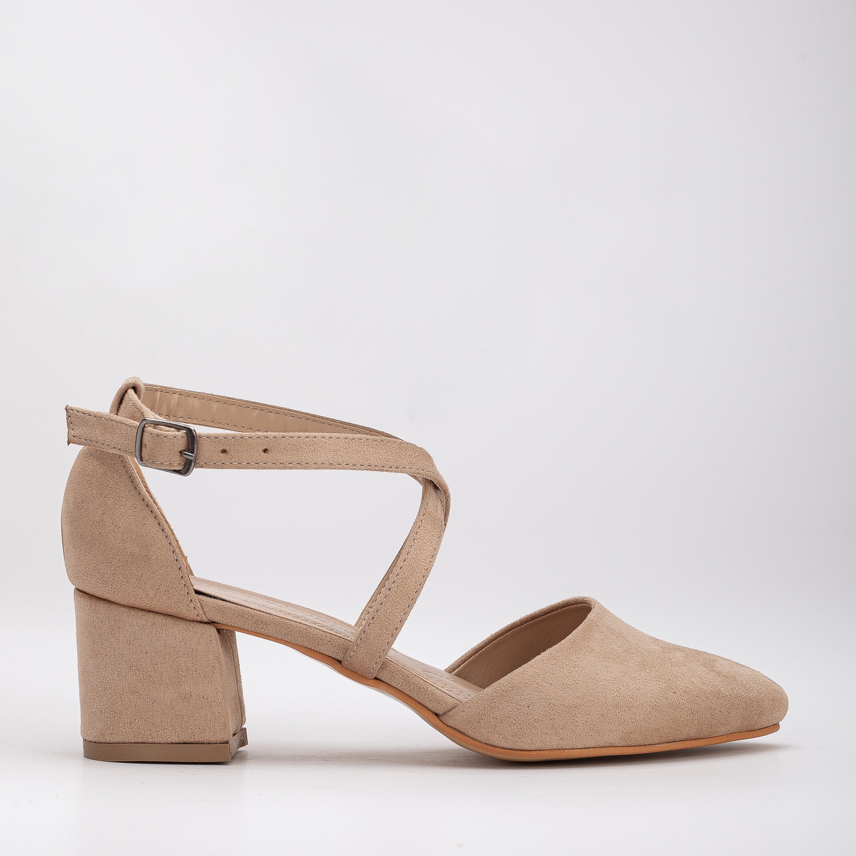 Beige Suede Heels for Women - Comfortable Block Heel Pumps - Perfect for Office, Party & Wedding Events