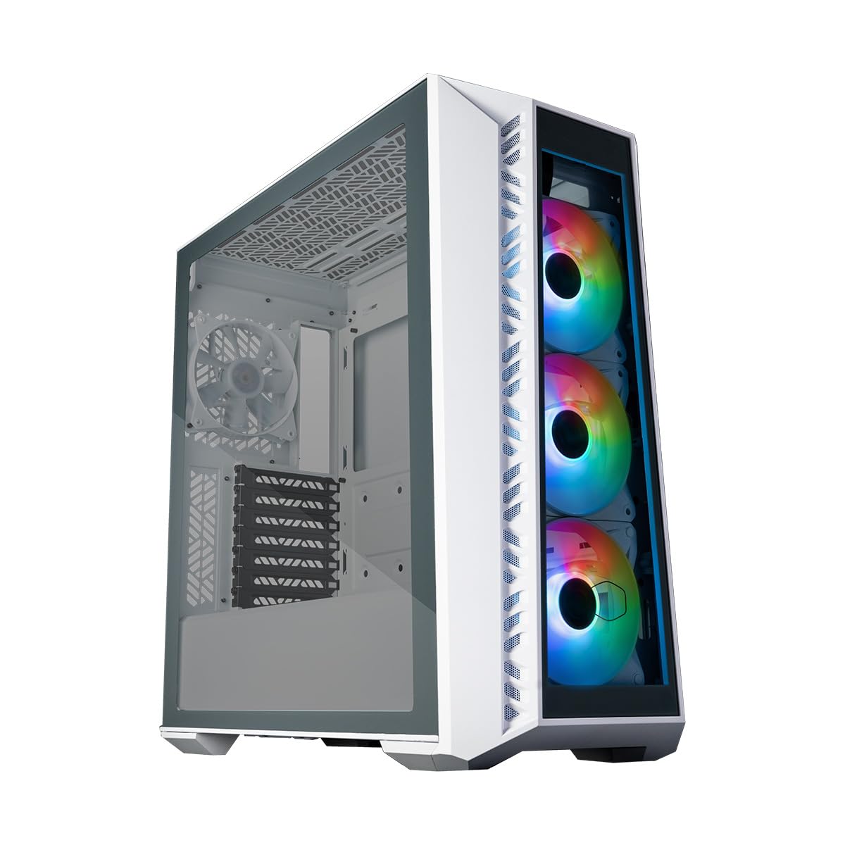 Cooler Master MasterBox 520 Mid-Tower ATX PC Case - 4 Pre-Installed ARGB Fans, Tempered Glass Front & Side Panel, Multiple Airflow Configurations, ARGB Controller (White) - Perfect for Gaming PC Builds & Workstation Setups