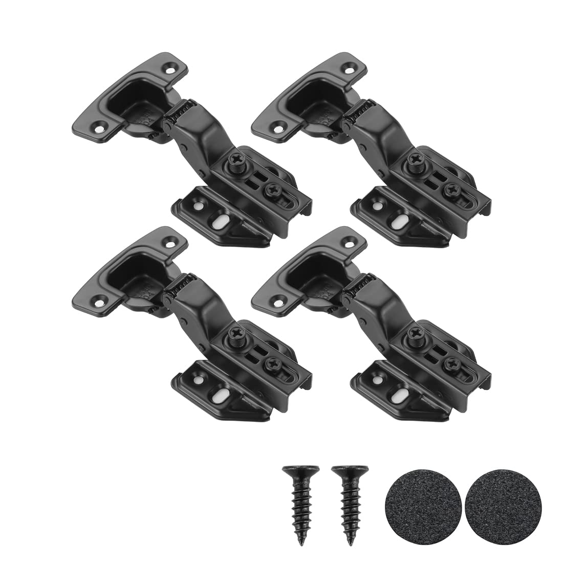 Soft Close Cabinet Hinges 100° Black - 4 Pack Stainless Steel Frameless Cabinet Door Hinges with Bumper, Matte Black Finish (CH102-PB-P4) - Perfect for Kitchen Cabinets, Bathroom Vanities & Wardrobe Doors