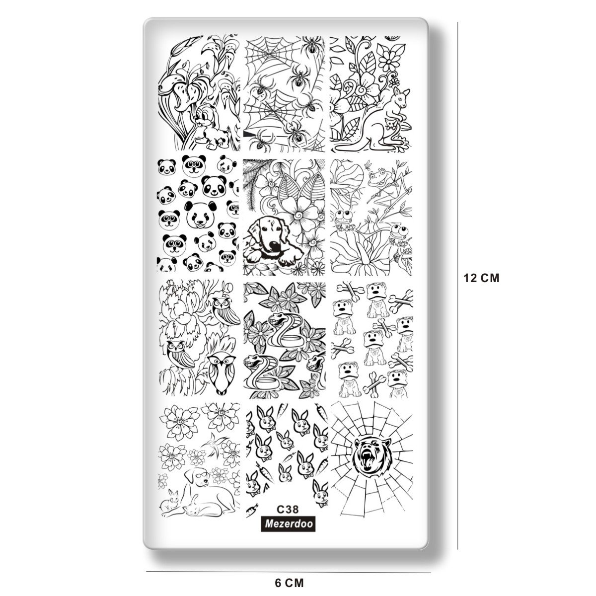 Mezerdoo Panda Nail Stamping Plate Set - 10pcs Lace Flower Love Nail Art Templates with Stamper & Scraper + Storage Bag | DIY Manicure, Salon Nail Design, Gift for Nail Lovers