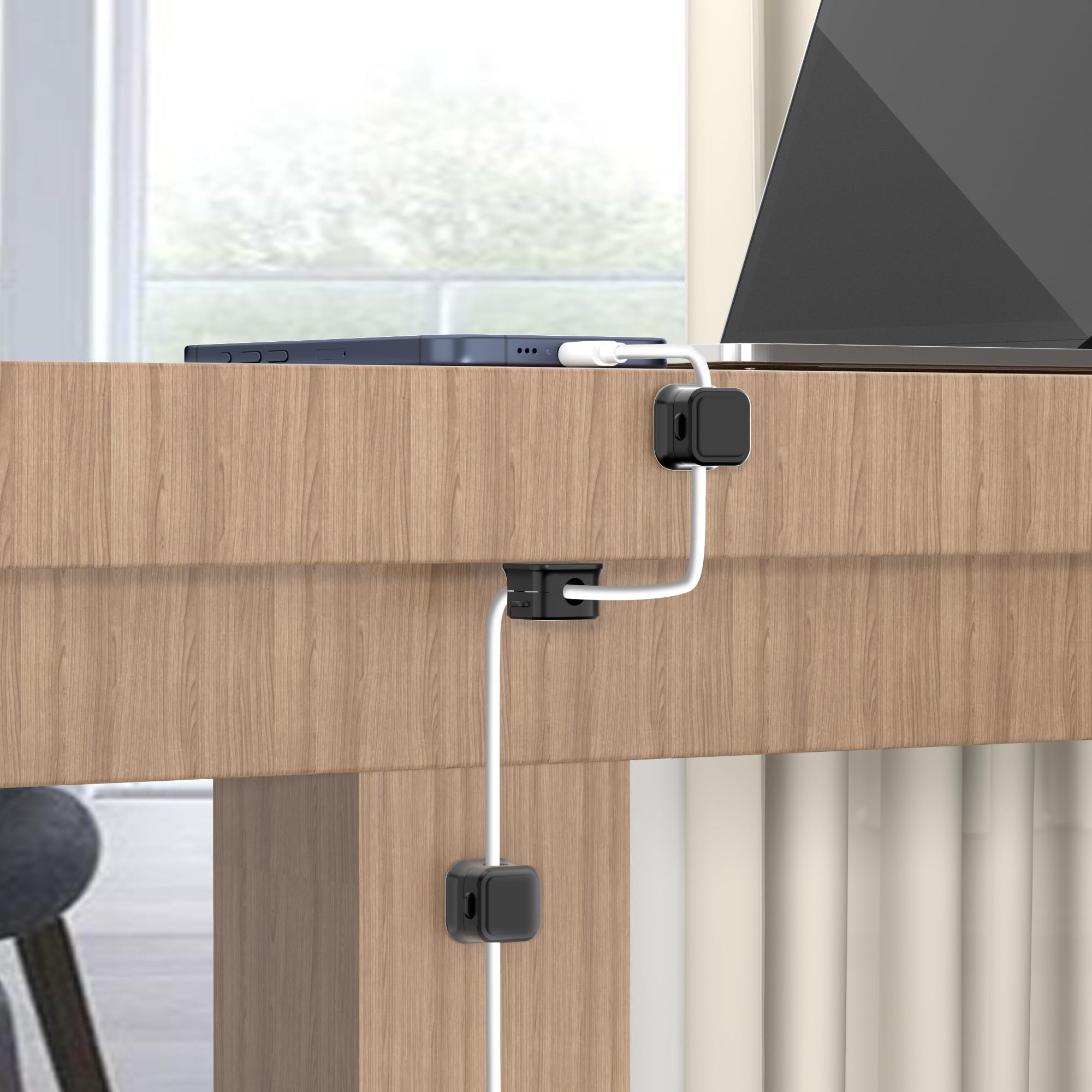 Magnetic Cable Clips 6 Pack - Strong Adhesive Cord Organizer for Desk, Wall & Car - Perfect for Cable Management in Bedroom, Living Room, Kitchen & Office - Keep Wires Neat & Tangle-Free