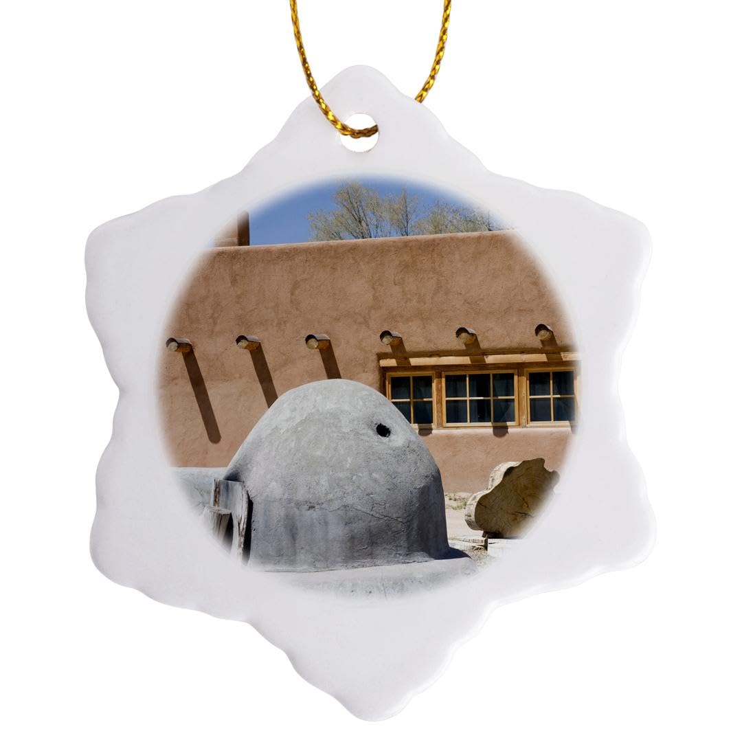 3 Inch Snowflake Porcelain Ornament - Handcrafted New Mexico Collectible Featuring San Ildefonso Pueblo & Adobe Oven Design - Perfect for Christmas Tree Decor, Holiday Gifts & Southwestern Home Decor