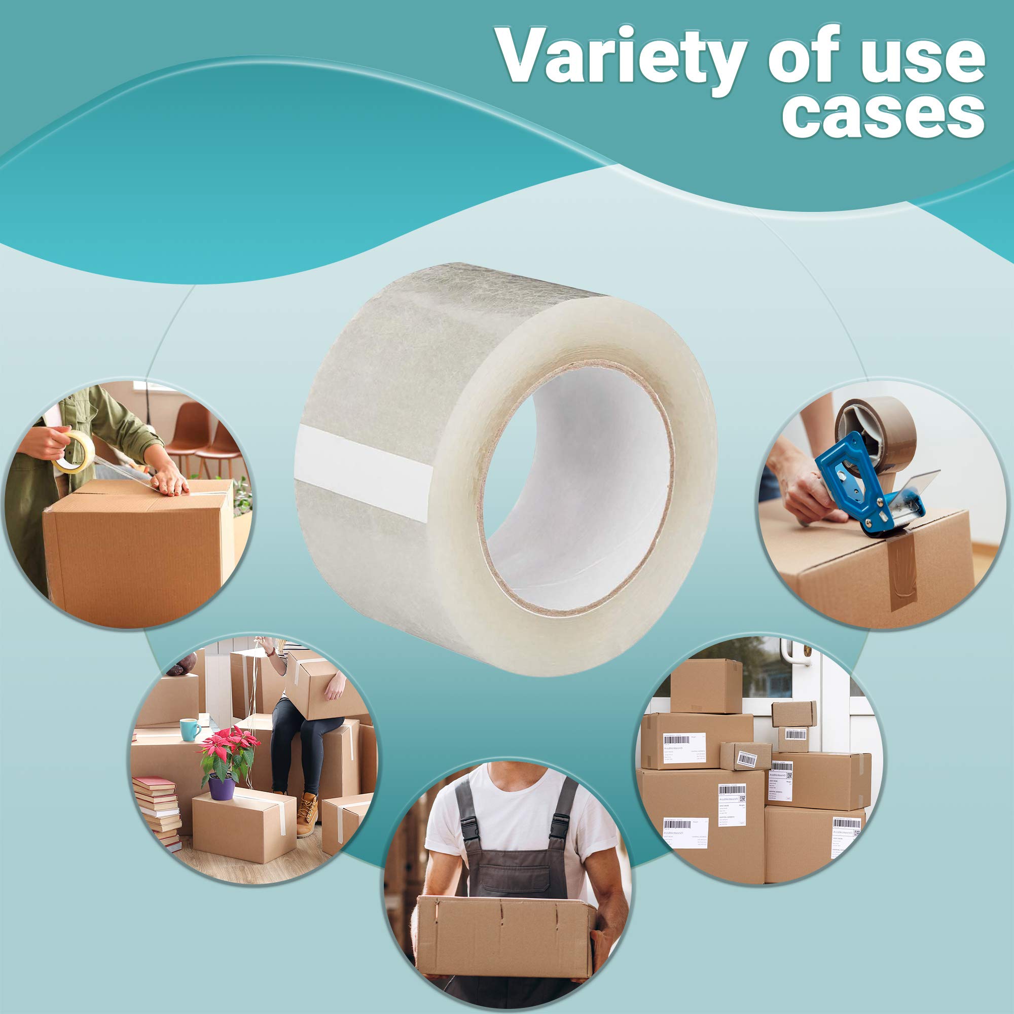 APQ 24 Rolls of 3” x 110 Yards Carton Sealing Tape - 2 Mil Thick 50 Micron Polypropylene Packing Tape with Acrylic Adhesive for Shipping, Moving Boxes & Storage - Weatherproof, Non-Yellowing Heavy Duty Packaging Tape for Home, Office & Warehouse Use