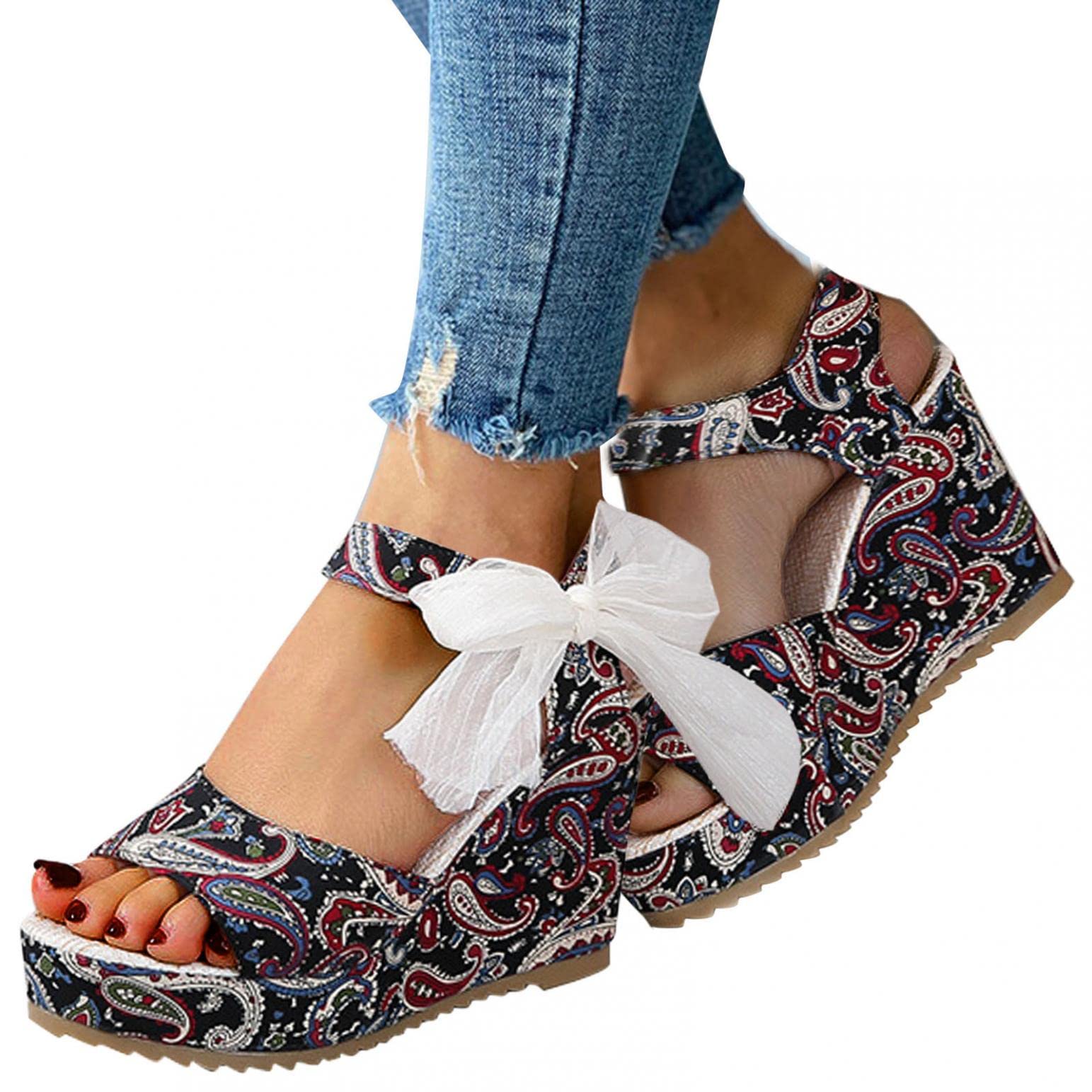 UMIYI Women's Casual Summer Wedge Sandals - Hollow Out Ankle Strap Covered Toe Sandals for Women & Girls | Perfect for Beach, Vacation & Everyday Wear
