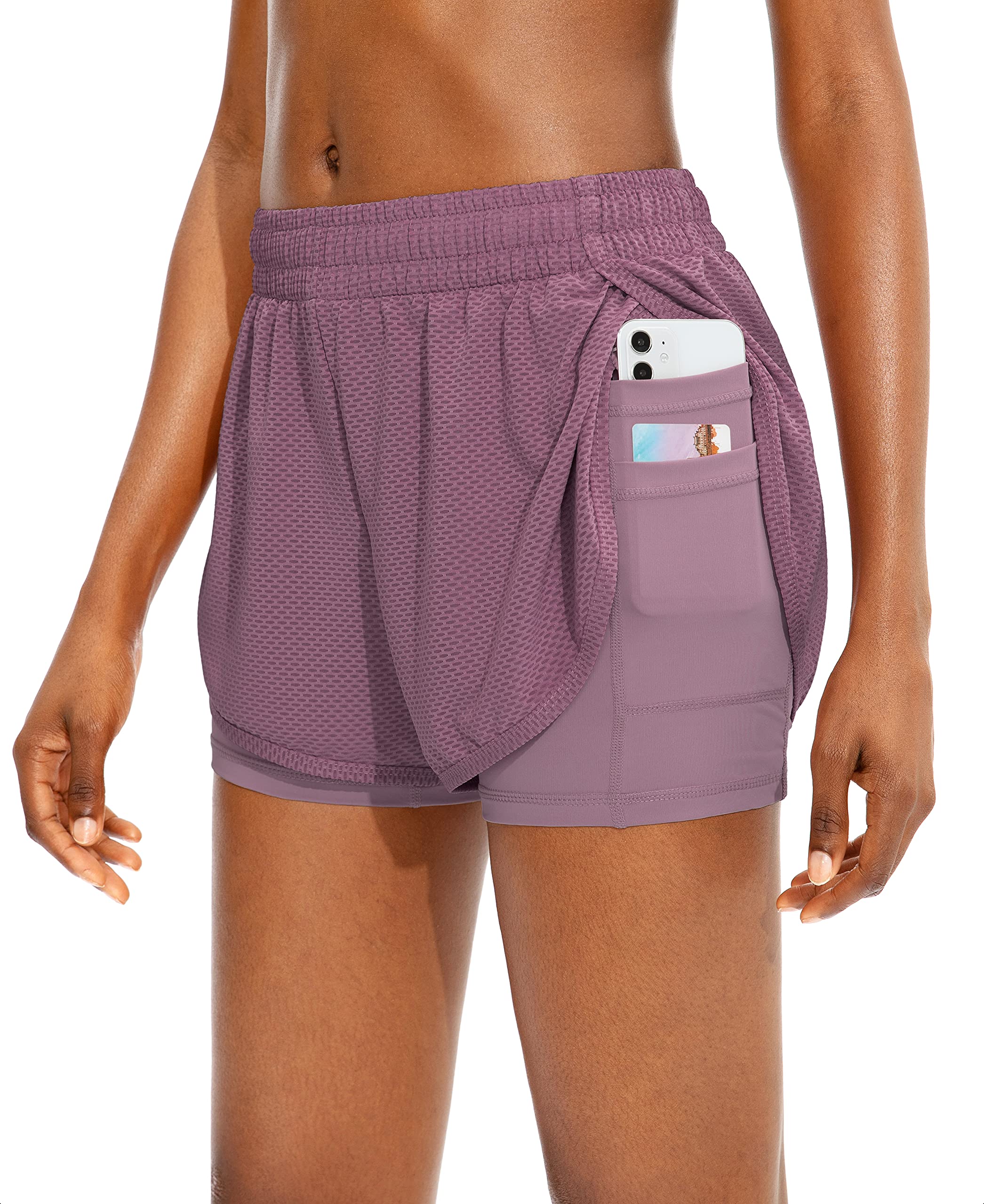 G Gradual Women's 2-in-1 Running Shorts with Phone Pockets - Athletic Workout Gym Shorts for Women - Perfect for Running, Yoga, and Fitness Training