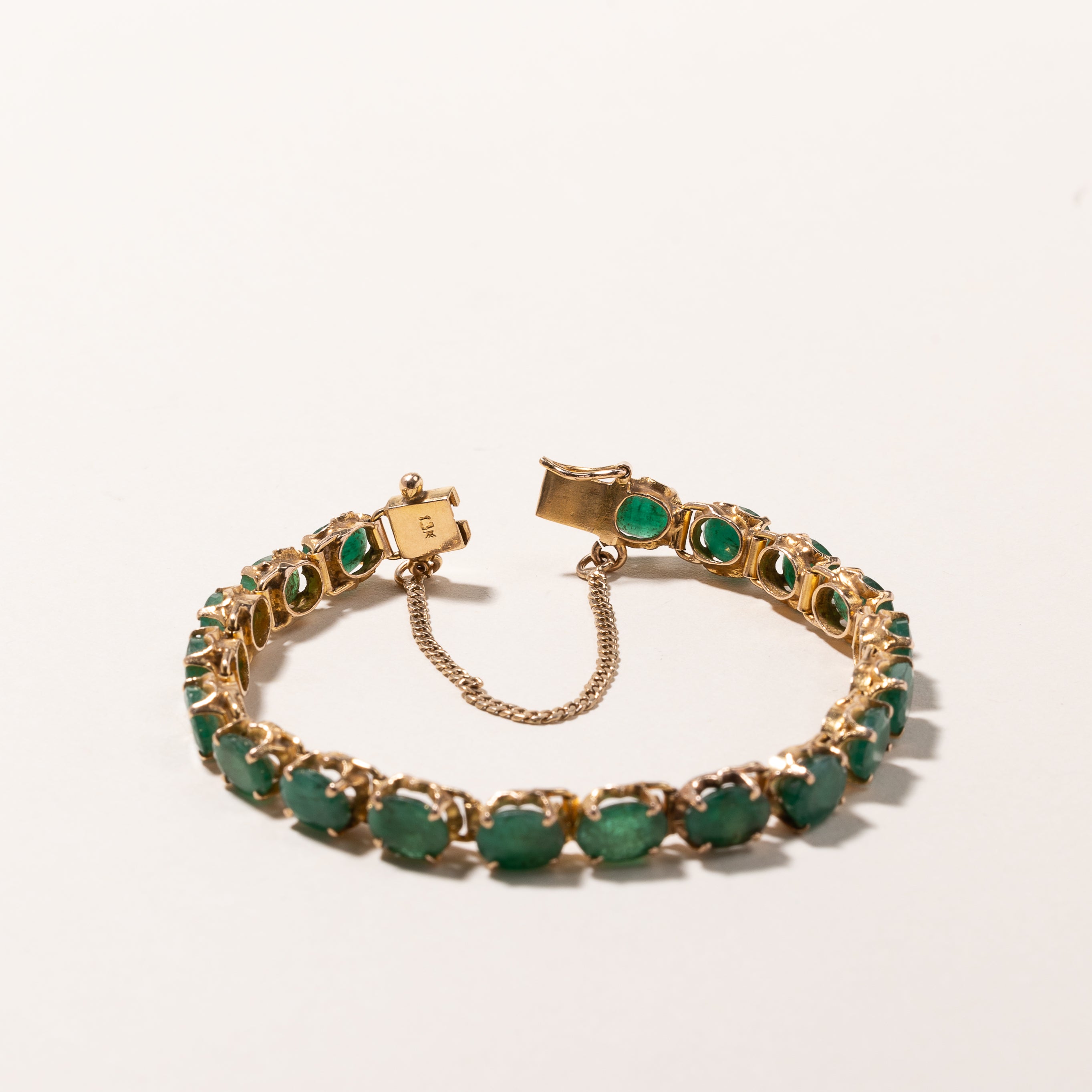 10K Yellow Gold Emerald Tennis Bracelet | 12.24ctw | 6.5 Inches | Elegant Jewelry Gift for Women | Perfect for Weddings, Anniversaries & Special Occasions
