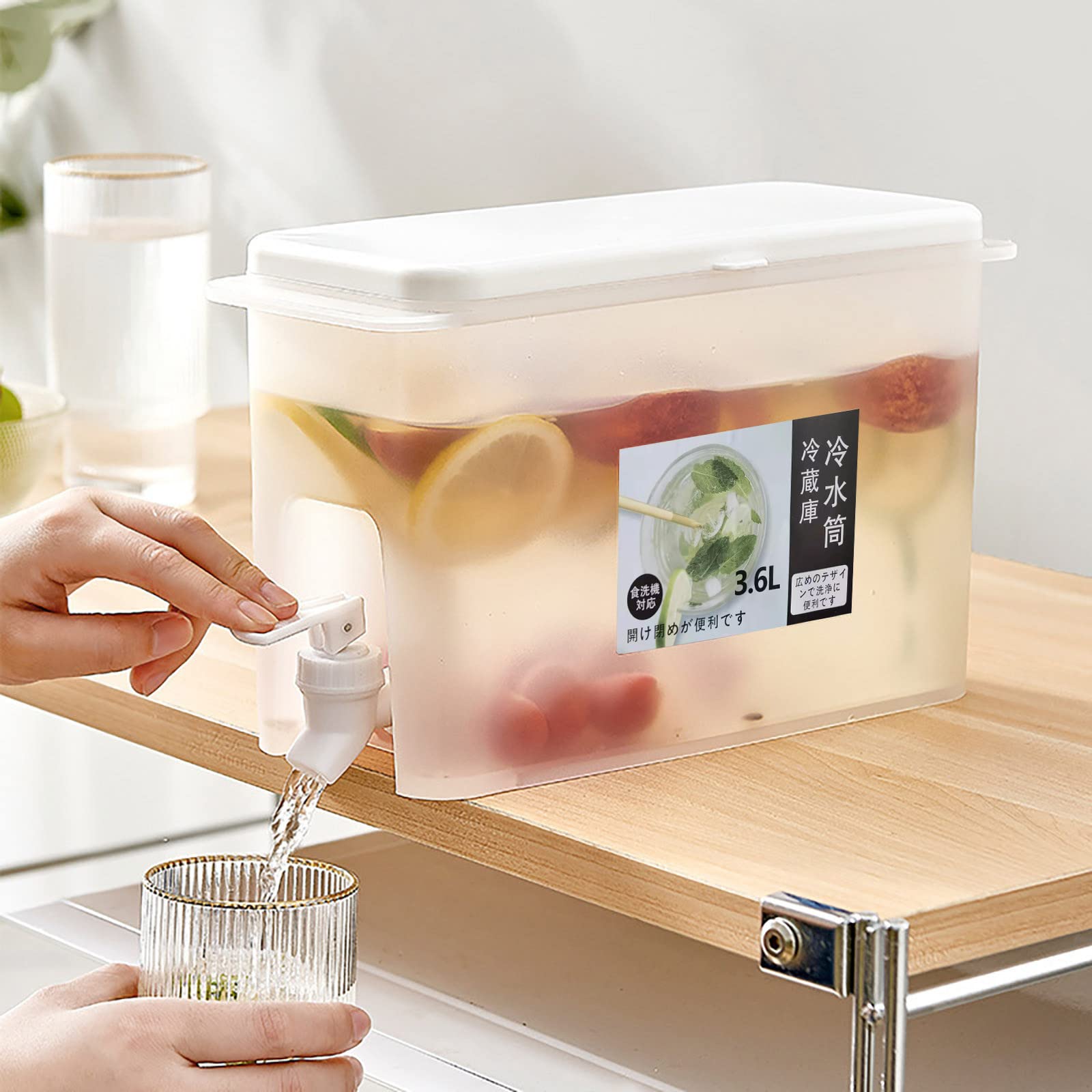 Stainless Steel Cold Water Dispenser with Faucet - Large Capacity Refrigerator Iced Beverage Kettle for Juice, Lemonade & Iced Tea - Perfect for Home Kitchen, Parties, Bars & Outdoor Gatherings