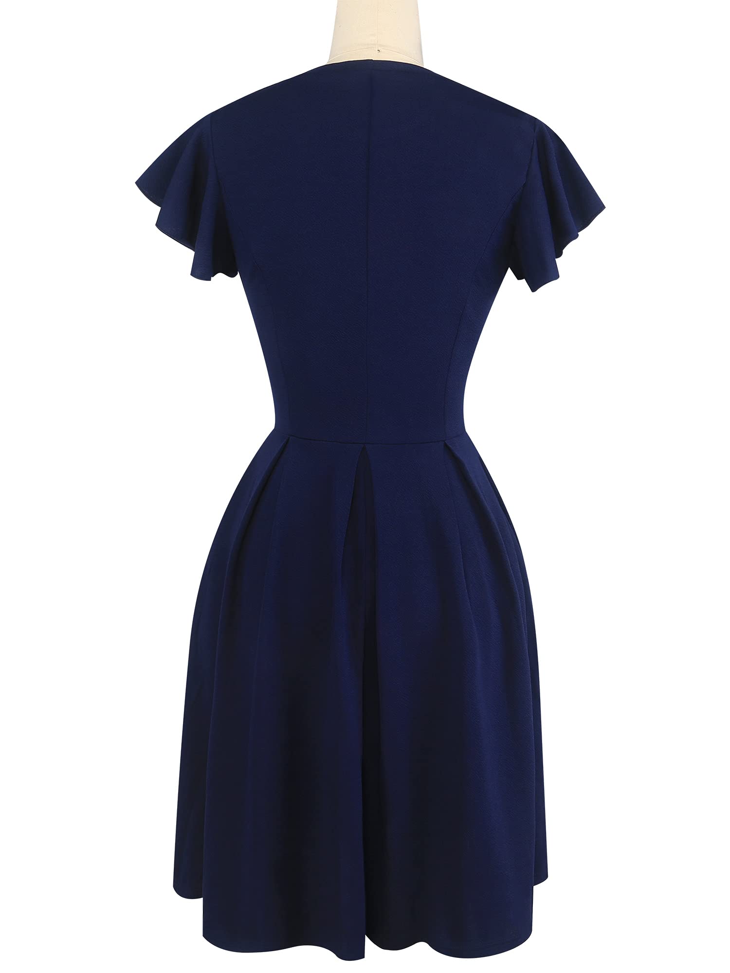 Oxiuly Women's Vintage Flare Sleeve Scoop Neck Church Dress with Pockets - Elegant Cocktail Party Dress for Wedding, Easter, Sunday Service & Special Occasions
