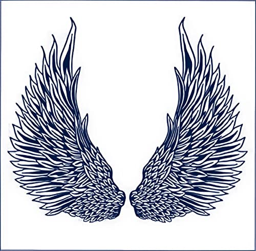 Long Lasting Semi-Permanent Wing Tattoo Stickers - Angel & Eagle Designs for Men & Women | Vintage Navy Blue Fake Tattoos | 4 Sheets Body Art Makeup | Perfect for Parties, Cosplay, and Festivals