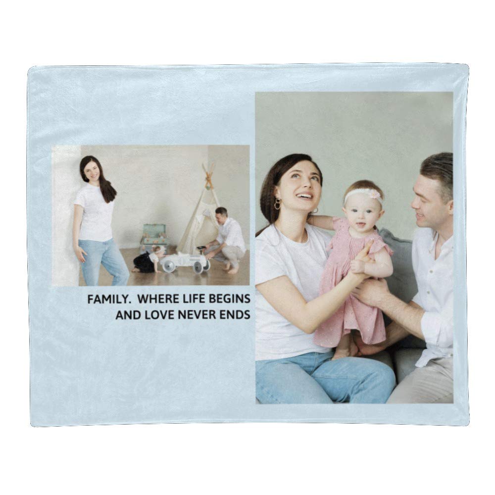Custom Photo Fleece Blanket - Personalized with 2 Pictures, Ultra Soft 50x60 Inch Throw Blanket for Couch, Sofa & Bed - Perfect Gift for Anniversary, Wedding & Home Decor