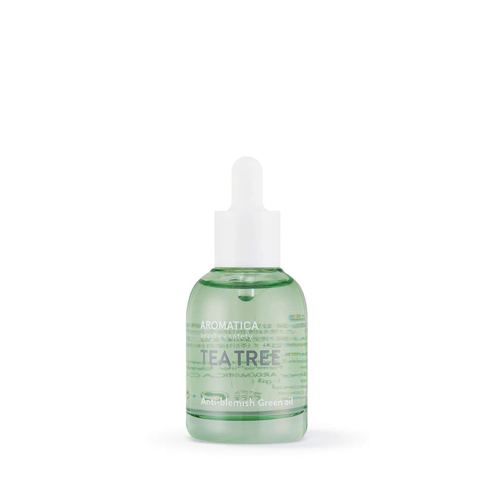 AROMATICA Tea Tree Green Oil 1.01oz (30ml) - Vegan, Natural Acne Treatment for Oily & Acne-Prone Skin | Face Care, Blemish Control, Soothing Skin Solution