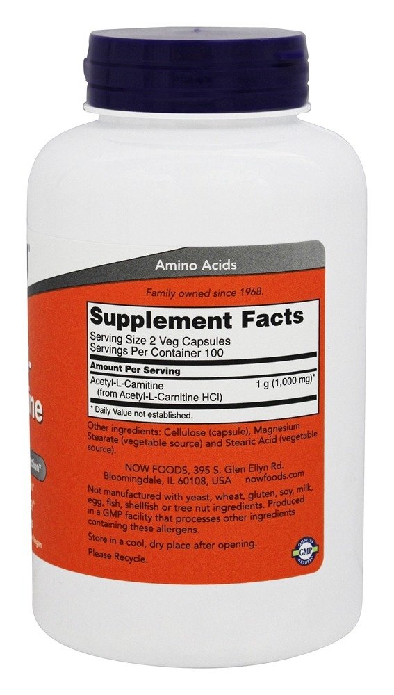 NOW Foods Acetyl L-Carnitine 500mg, 200 Vegetarian Capsules (Pack of 3) - Supports Energy, Brain Function & Weight Management - Perfect for Athletes, Fitness Enthusiasts & Cognitive Health